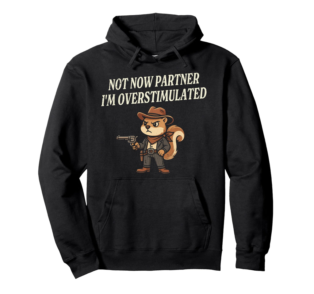 Funny Squirrel Cowboy Not Now Partner Hoodie - Minimalist Print Men Women - T-Shirt, Sweatshirt, Hoodie