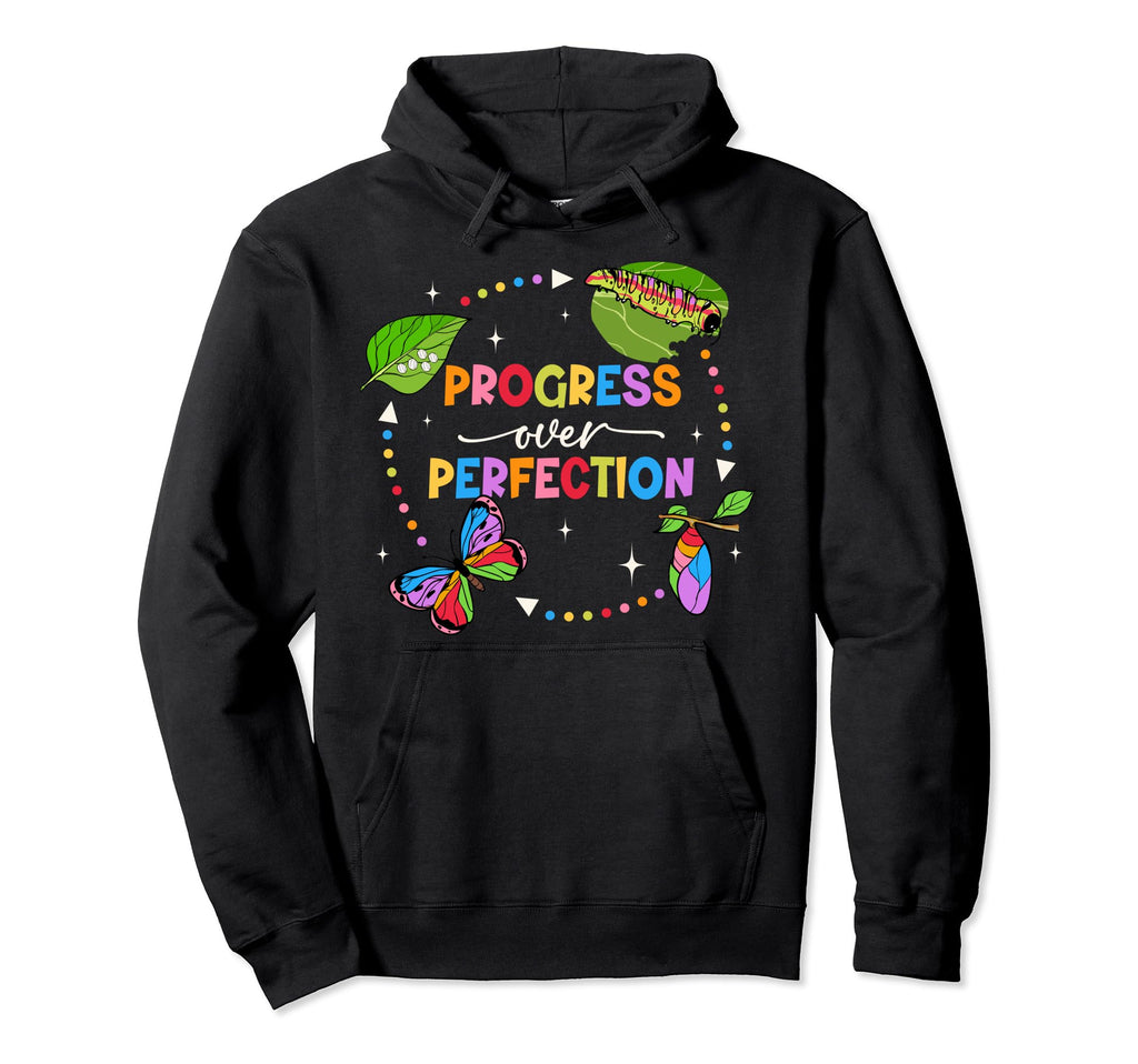 Progress Over Perfection Caterpillar Hoodie - Custom Art Print for Adults - T-Shirt, Sweatshirt, Hoodie