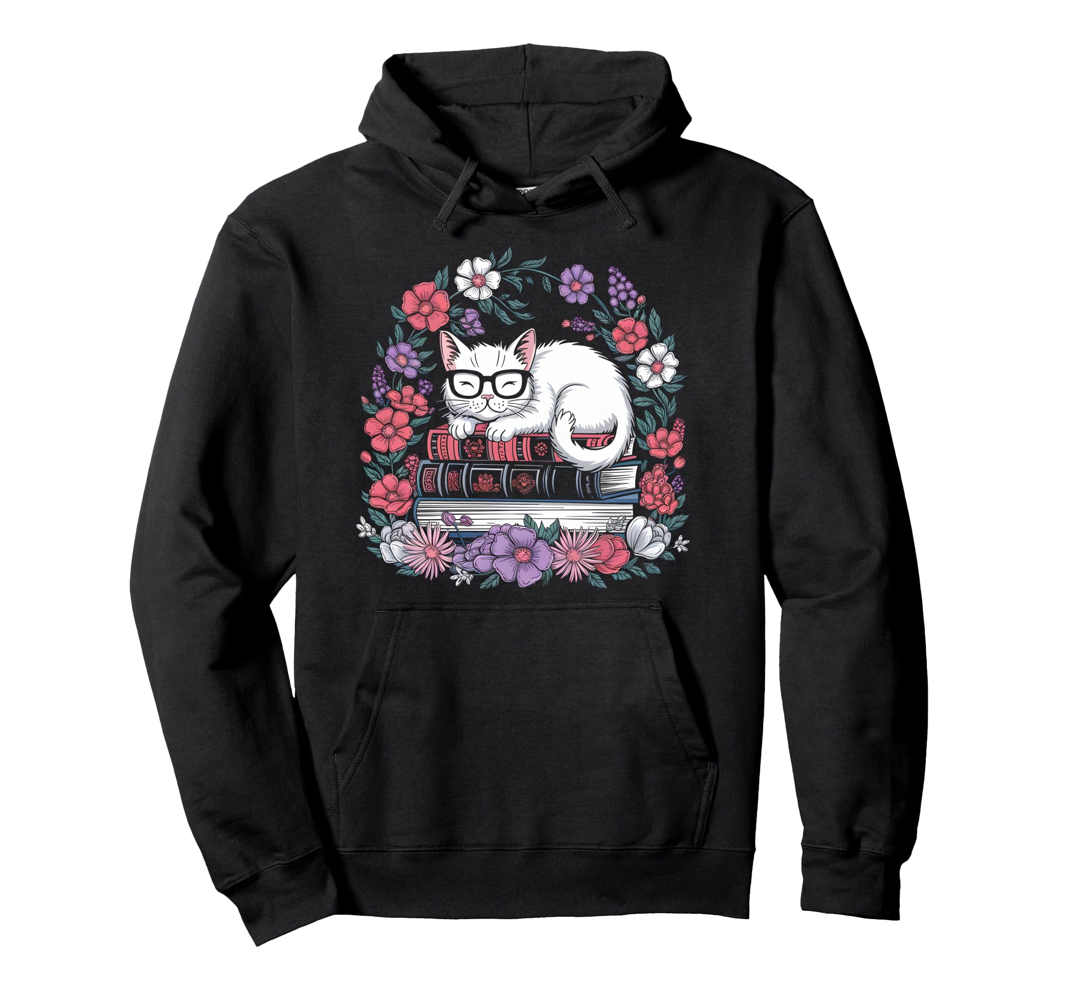 Books Cats Lover Reading Librarian Hoodie - Unique Graphic Men Women - T-Shirt, Sweatshirt, Hoodie