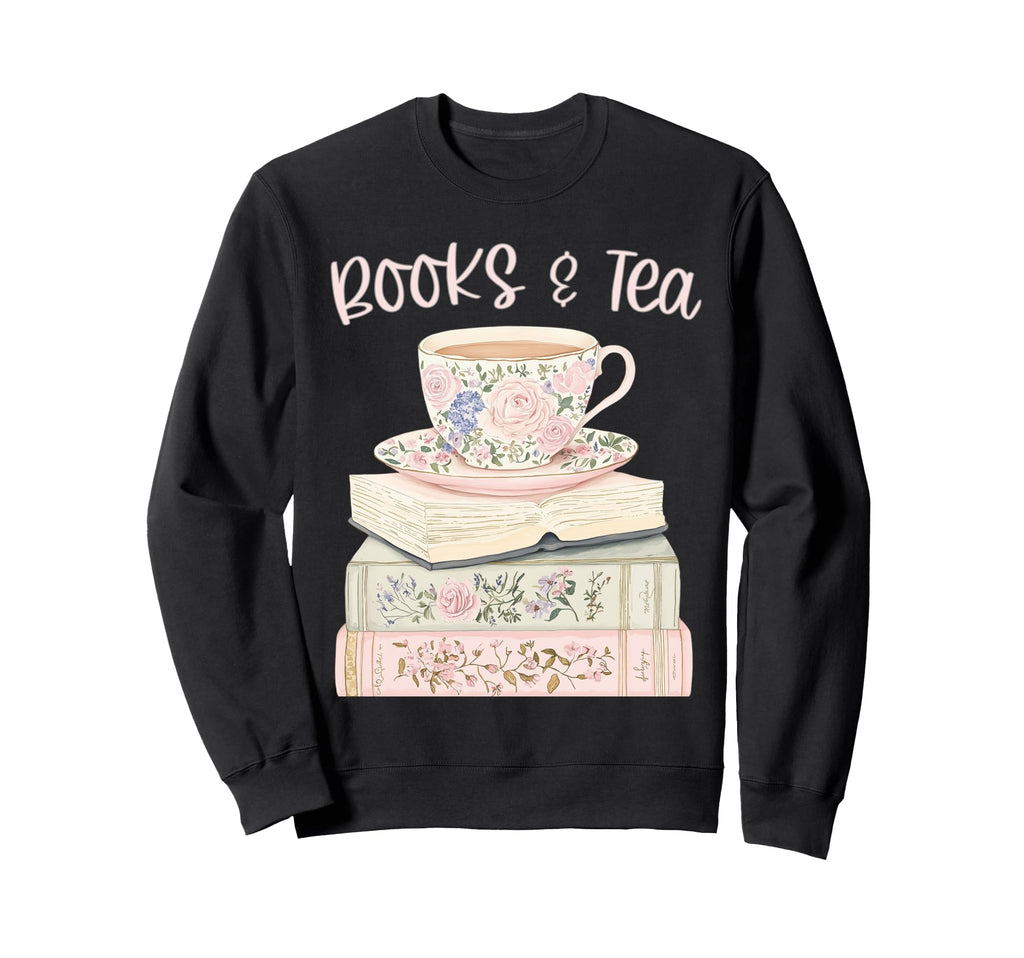 Books And Tea Pastel Book Lover Sweatshirt - Unique Graphic for Adults - T-Shirt, Sweatshirt, Hoodie