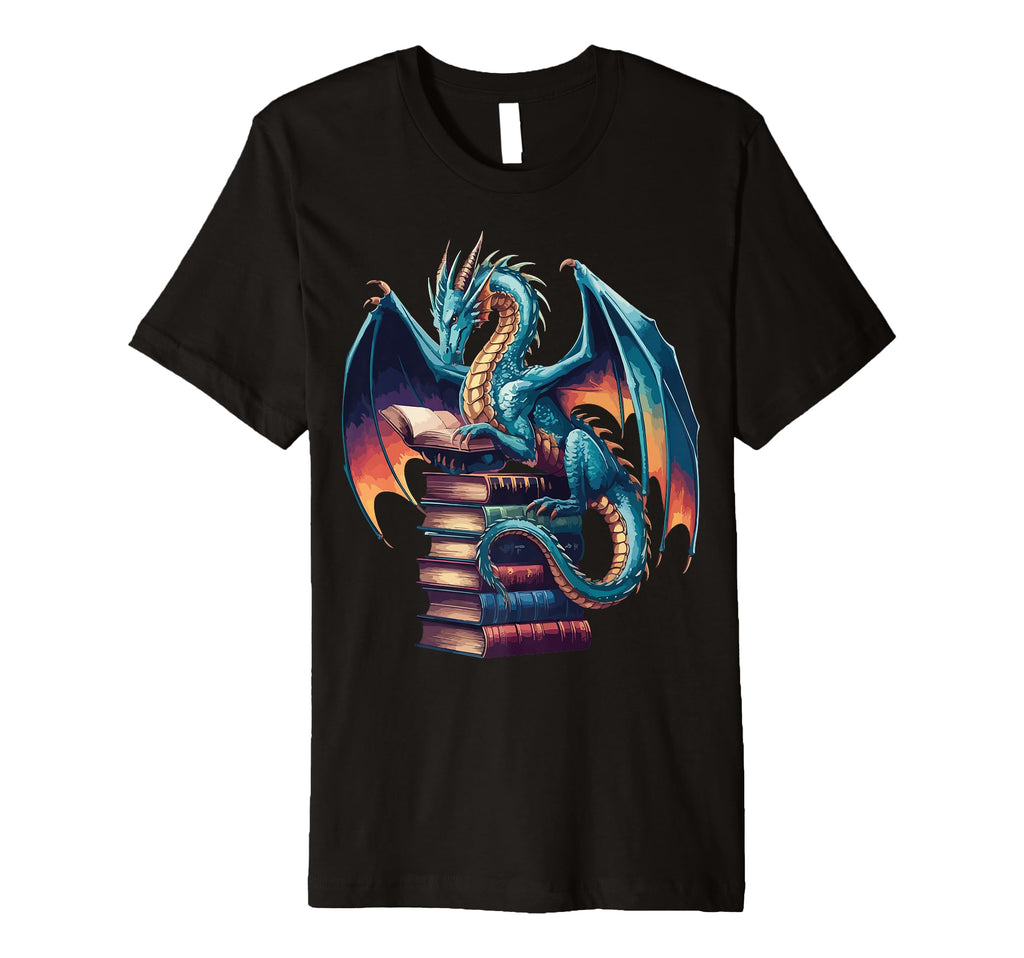 Distressed Bookworm Dragon Reading T-Shirt - Streetwear Style Men Women - T-Shirt, Sweatshirt, Hoodie
