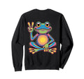 Psychedelic Frog Peace Sign Meditation Sweatshirt - Graphic Print Unisex - T-Shirt, Sweatshirt, Hoodie