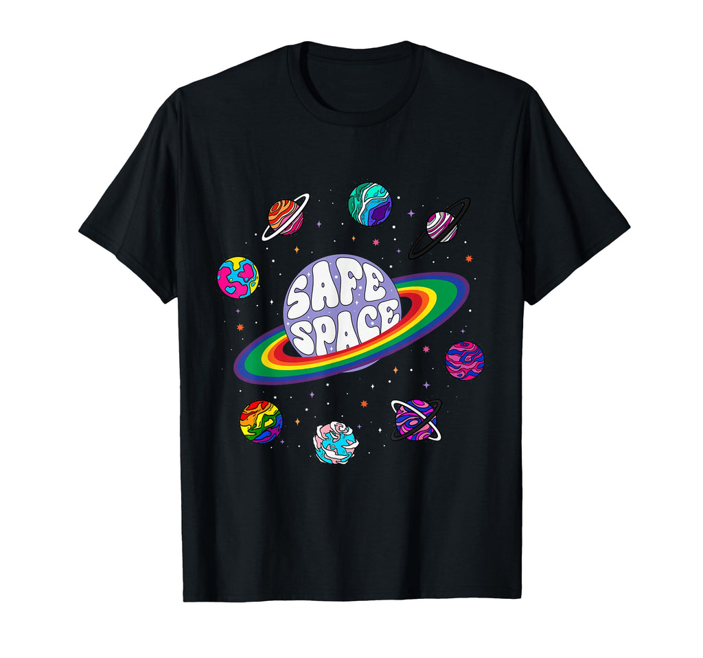Rainbow Planets Safe Space Cosmic Lgbtq T-Shirt - Trendy Graphic Unisex - T-Shirt, Sweatshirt, Hoodie