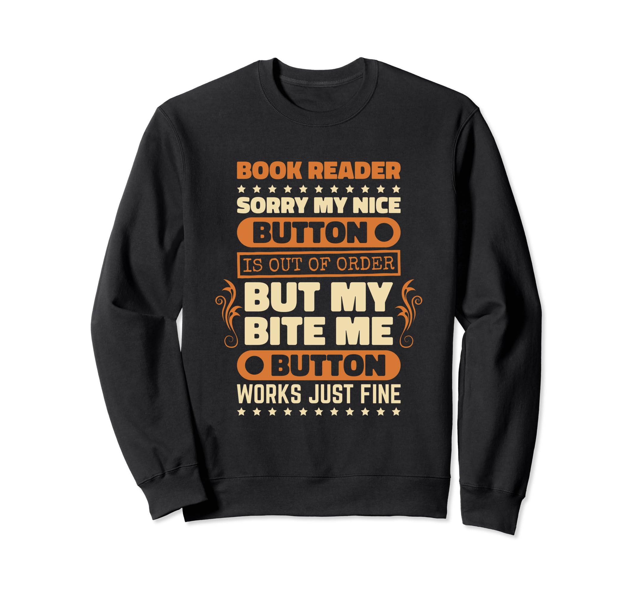 Bite Button Works Book Reader Book Sweatshirt - Minimalist Print Men Women - T-Shirt, Sweatshirt, Hoodie