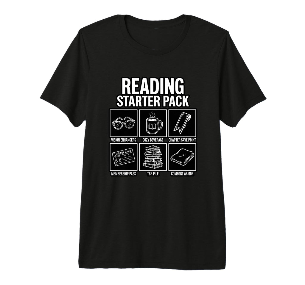Bookish Reading Starter Pack Funny T-Shirt - Unique Graphic for Adults - T-Shirt, Sweatshirt, Hoodie
