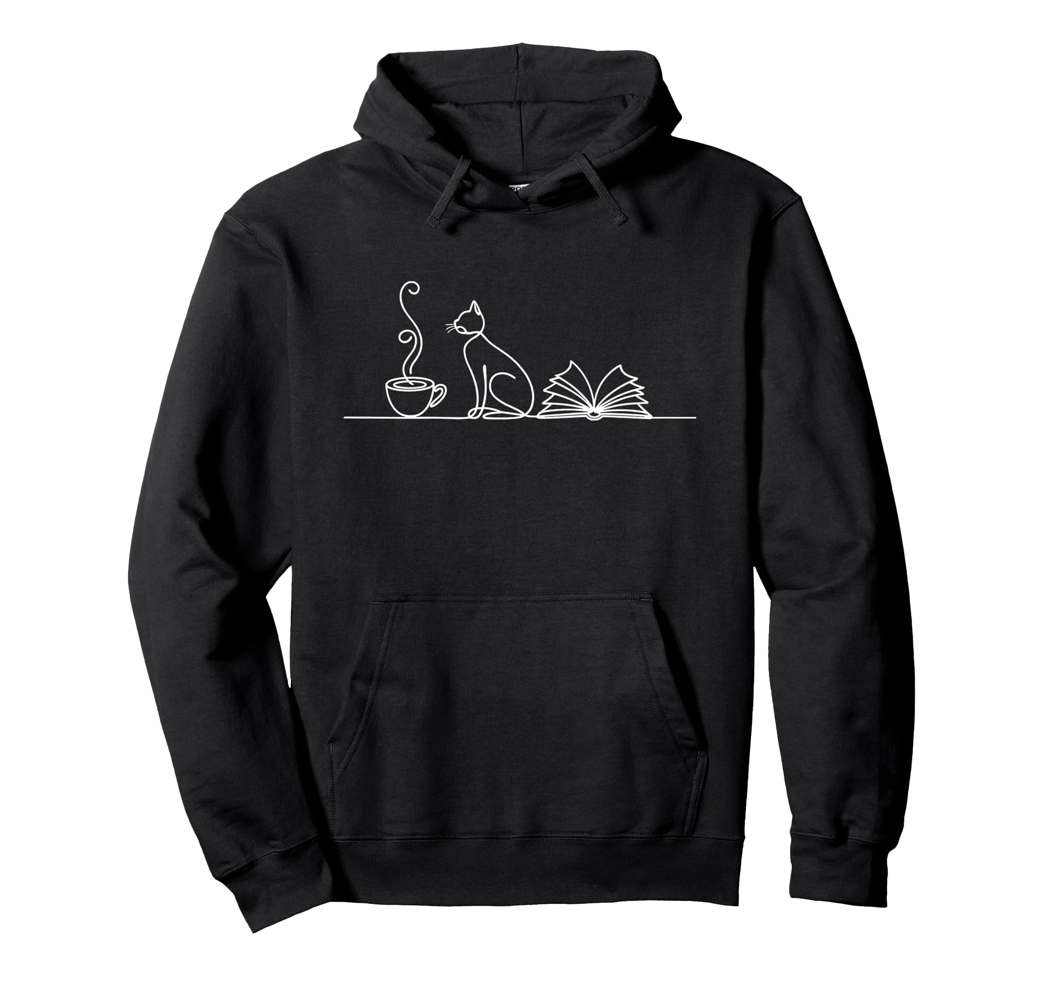 Coffee Cats And Books Lover Hoodie - Casual Everyday Wear Unisex - T-Shirt, Sweatshirt, Hoodie