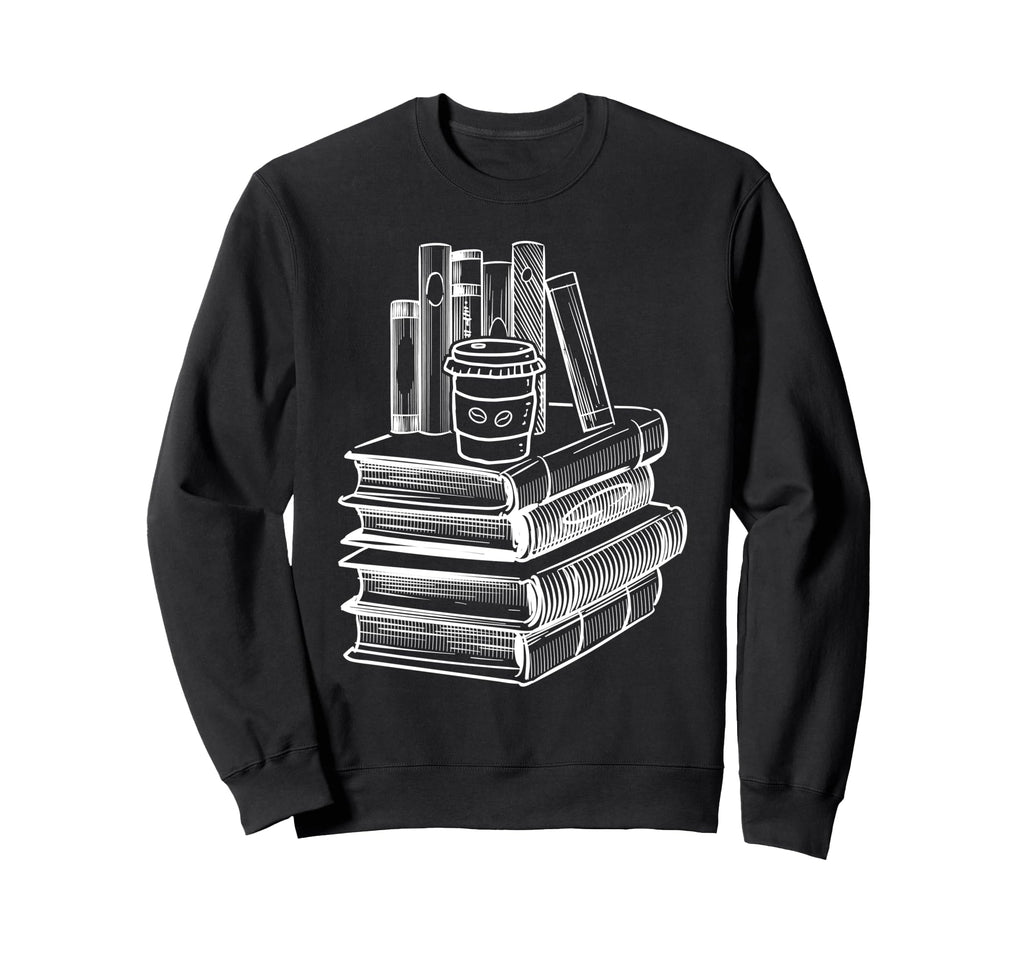 Books And Coffee Reading Reader Sweatshirt - Minimalist Print Unisex - T-Shirt, Sweatshirt, Hoodie