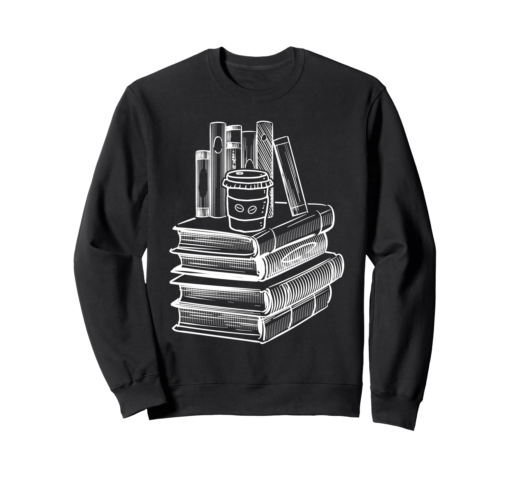 Books And Coffee Reading Reader Sweatshirt - Minimalist Print Unisex - T-Shirt, Sweatshirt, Hoodie