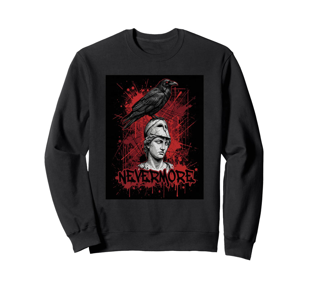 Nevermore Raven Crow Bust Dark Sweatshirt - Custom Art Print Unisex - T-Shirt, Sweatshirt, Hoodie