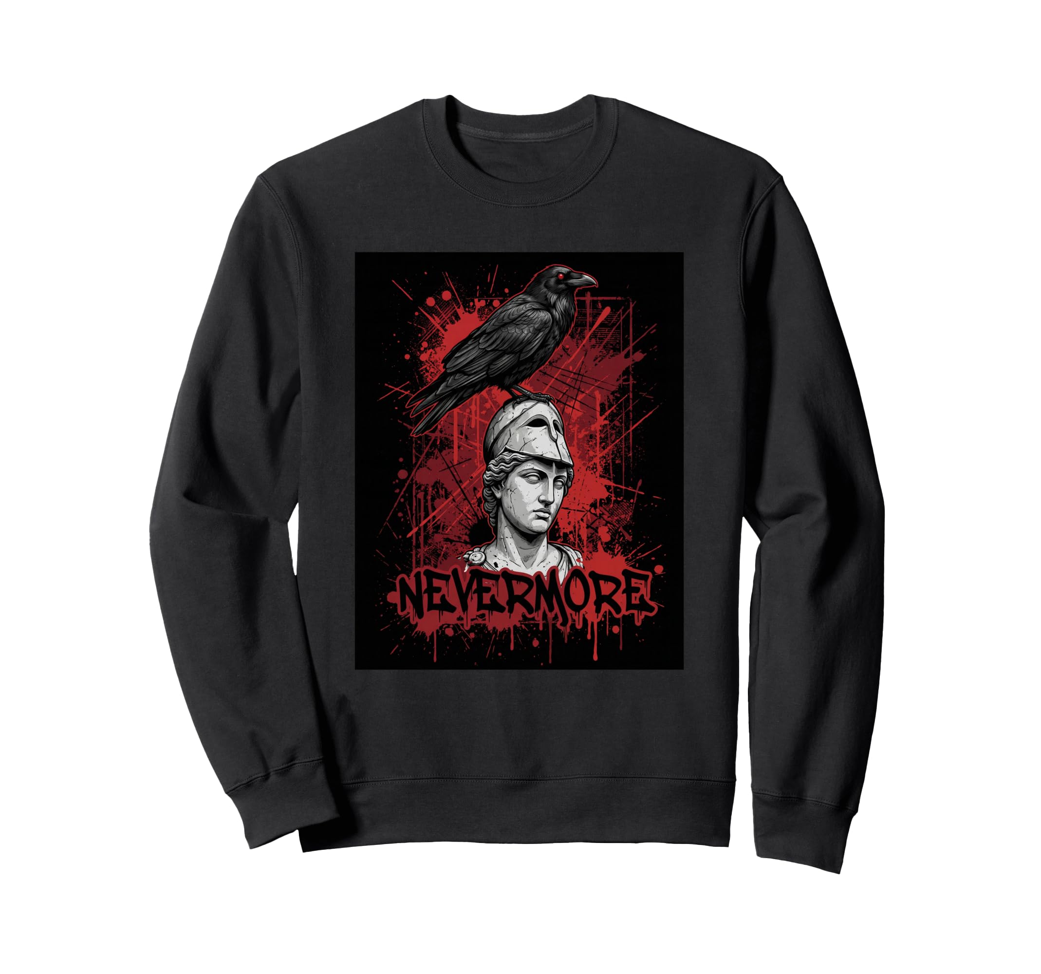 Nevermore Raven Crow Bust Dark Sweatshirt - Custom Art Print Unisex - T-Shirt, Sweatshirt, Hoodie