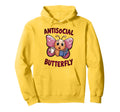 Groovy Anti Social Butterfly Ironic Funny Hoodie - Minimalist Print Unisex - T-Shirt, Sweatshirt, Hoodie