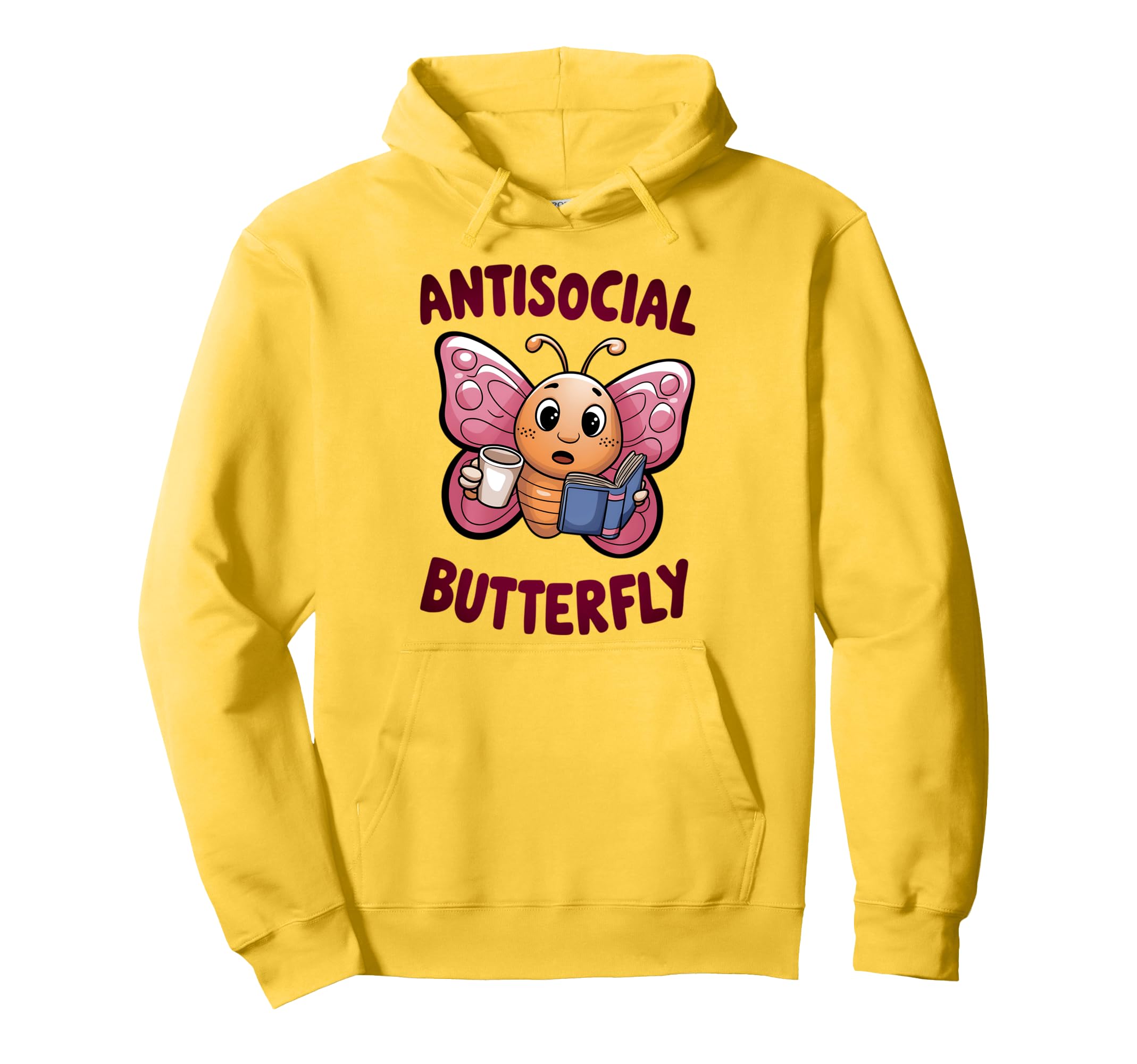 Groovy Anti Social Butterfly Ironic Funny Hoodie - Minimalist Print Unisex - T-Shirt, Sweatshirt, Hoodie