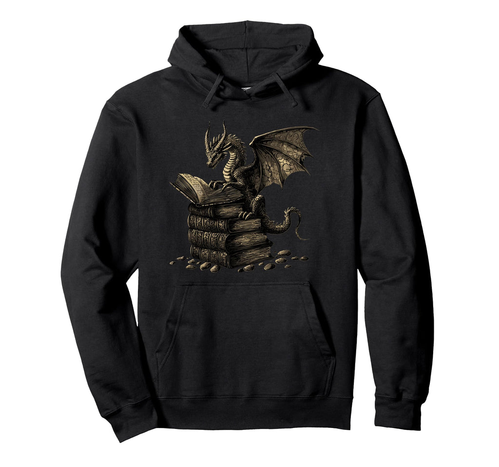 Dragon Reading Book Fantasy Reader Hoodie - Streetwear Style Unisex - T-Shirt, Sweatshirt, Hoodie