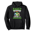 Easily Distracted Dragons And Books Hoodie - Aesthetic Graphic for Adults - T-Shirt, Sweatshirt, Hoodie