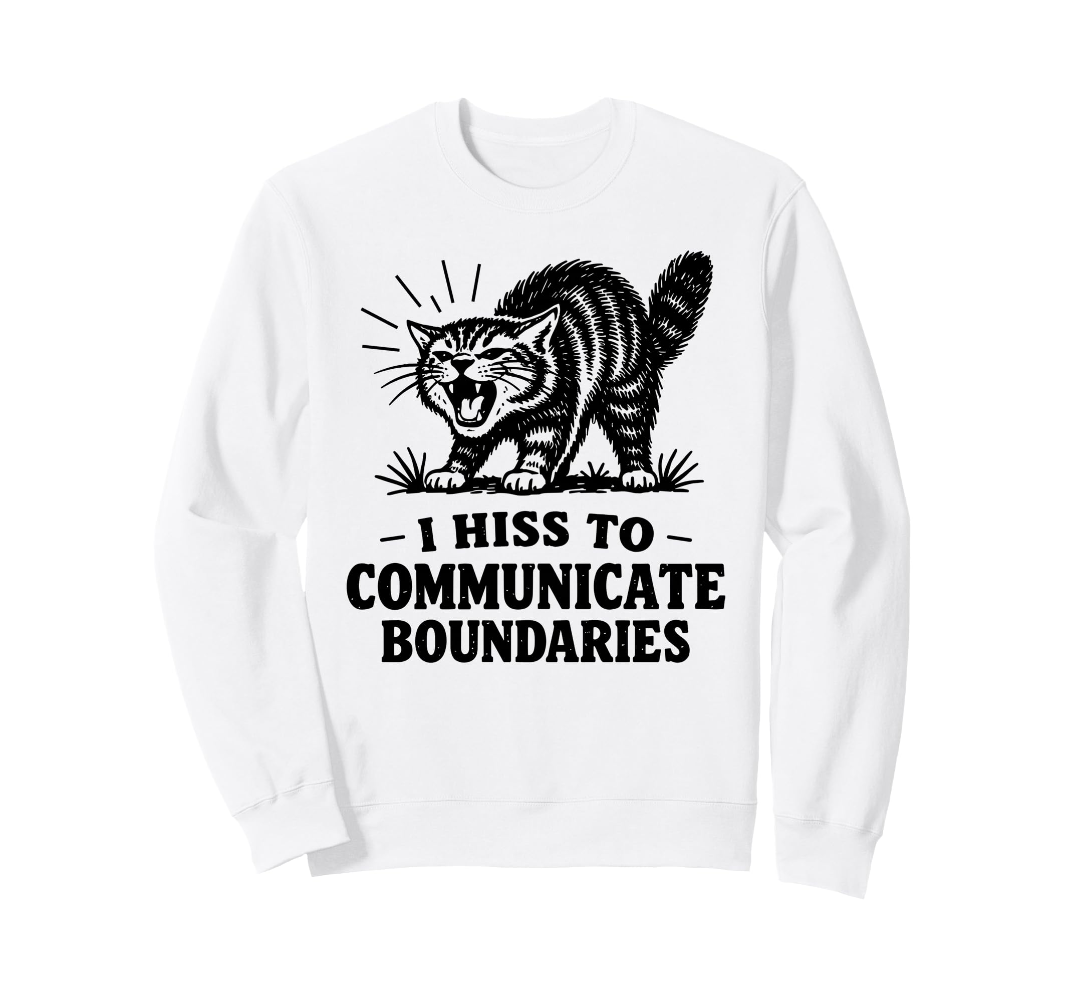 I Hiss To Communicate Boundaries Cat Sweatshirt - Streetwear Style Unisex - T-Shirt, Sweatshirt, Hoodie