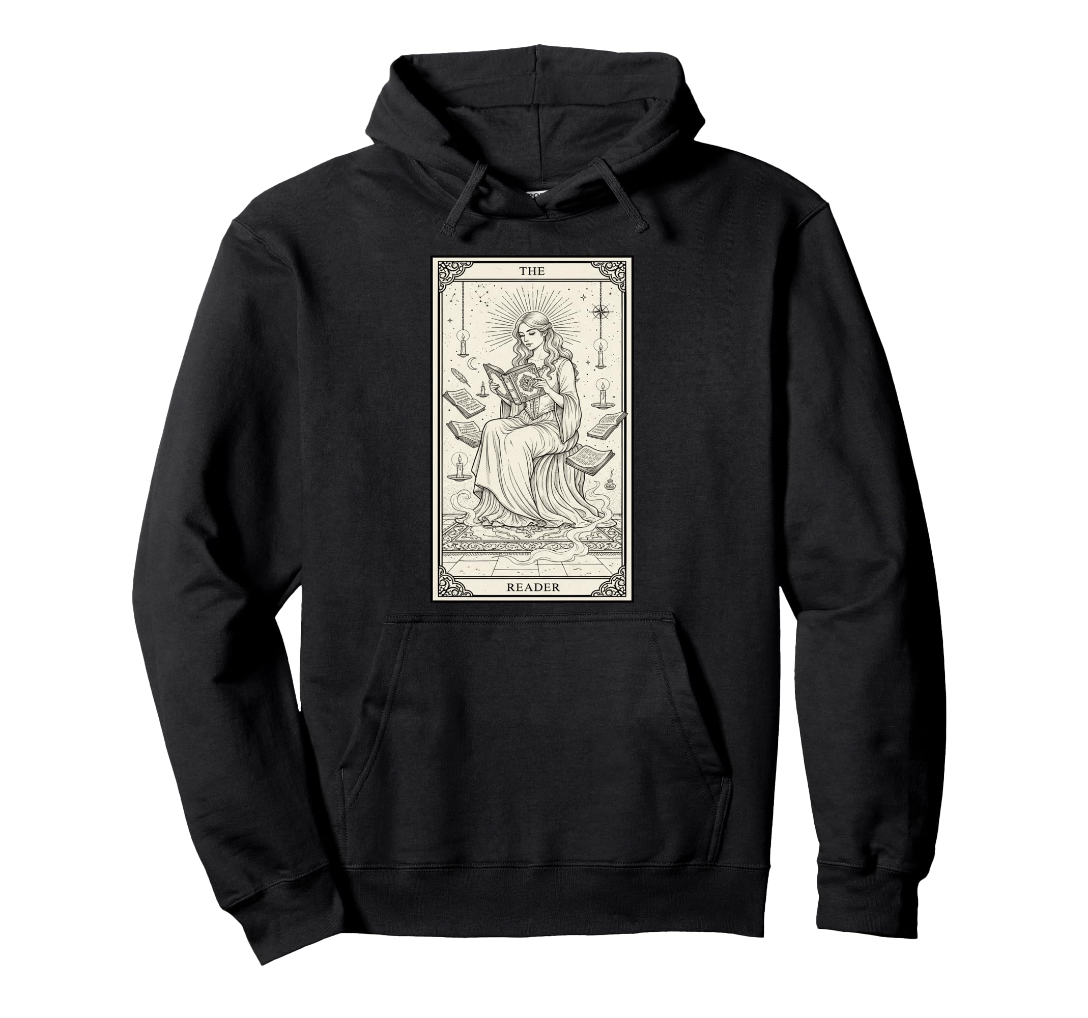 Reader Tarot Card Reading Book Hoodie - Fun Novelty Design for Adults - T-Shirt, Sweatshirt, Hoodie