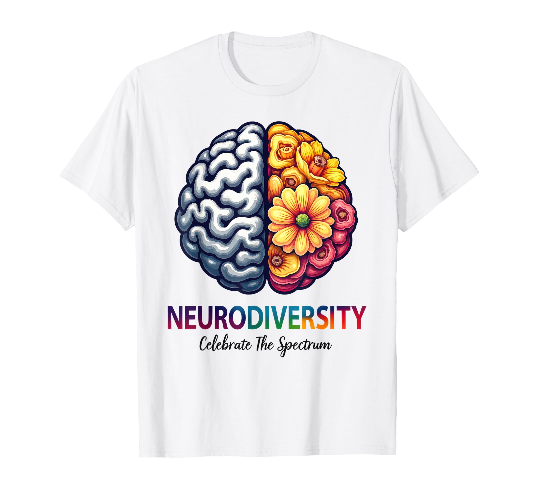 Neurodiversity Celebrate Spectrum Brain T-Shirt - Minimalist Print Unisex - T-Shirt, Sweatshirt, Hoodie