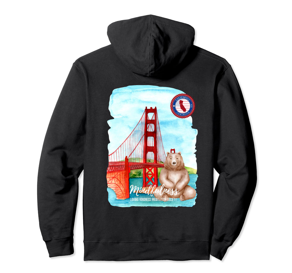 Meditating Bear California Zen Hoodie - Custom Art Print Men Women - T-Shirt, Sweatshirt, Hoodie