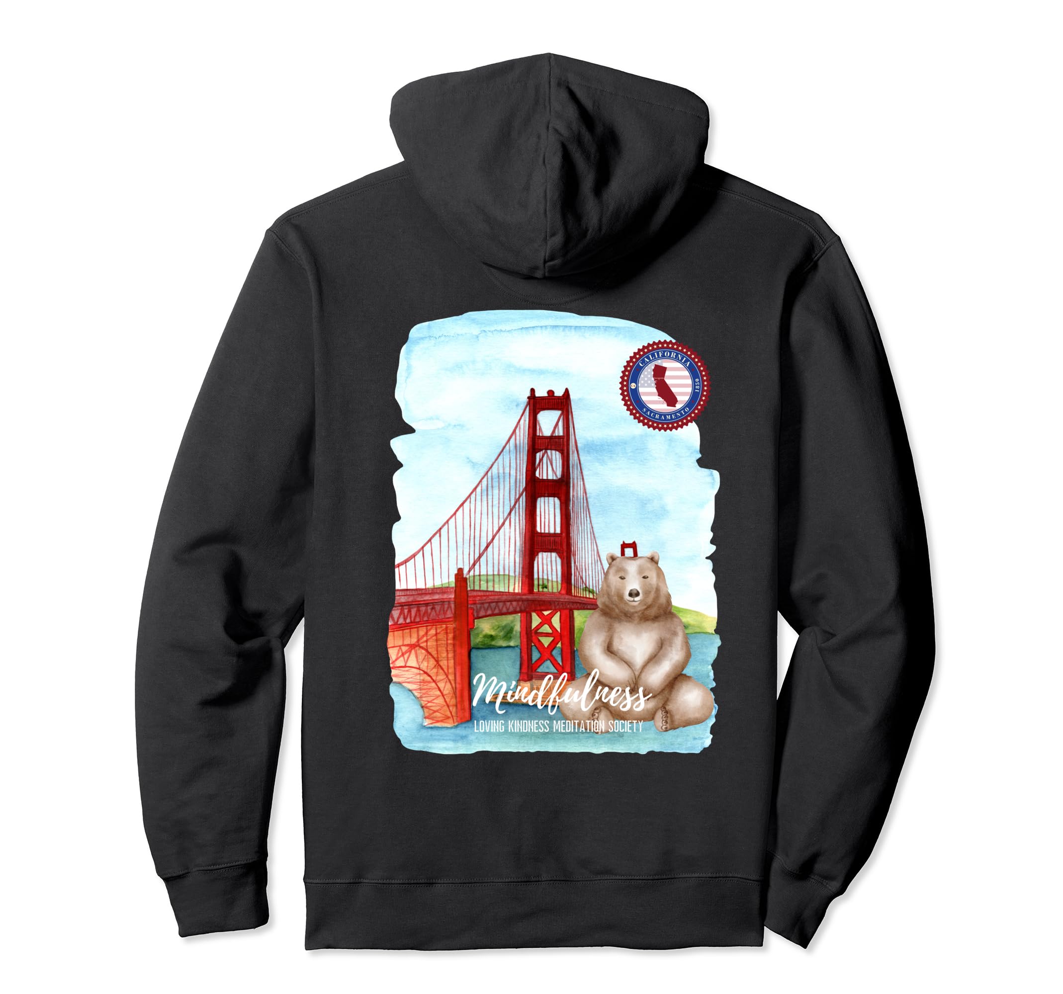 Meditating Bear California Zen Hoodie - Custom Art Print Men Women - T-Shirt, Sweatshirt, Hoodie