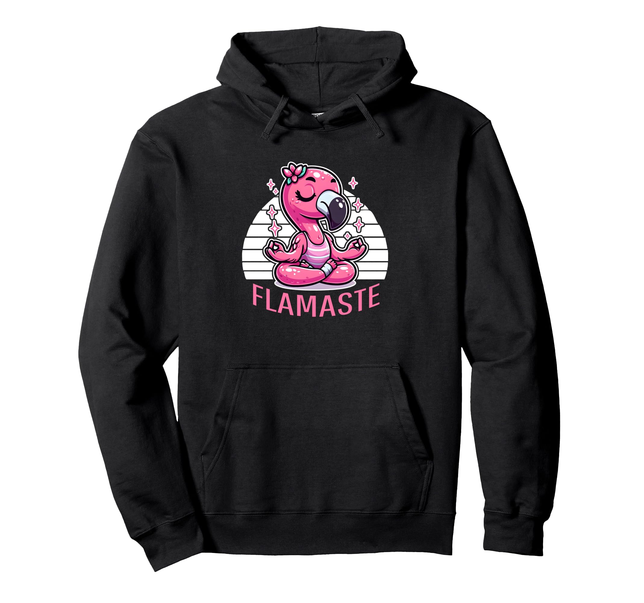 Flamaste Funny Flamingo Yoga Meditation Hoodie - Minimalist Print Unisex - T-Shirt, Sweatshirt, Hoodie