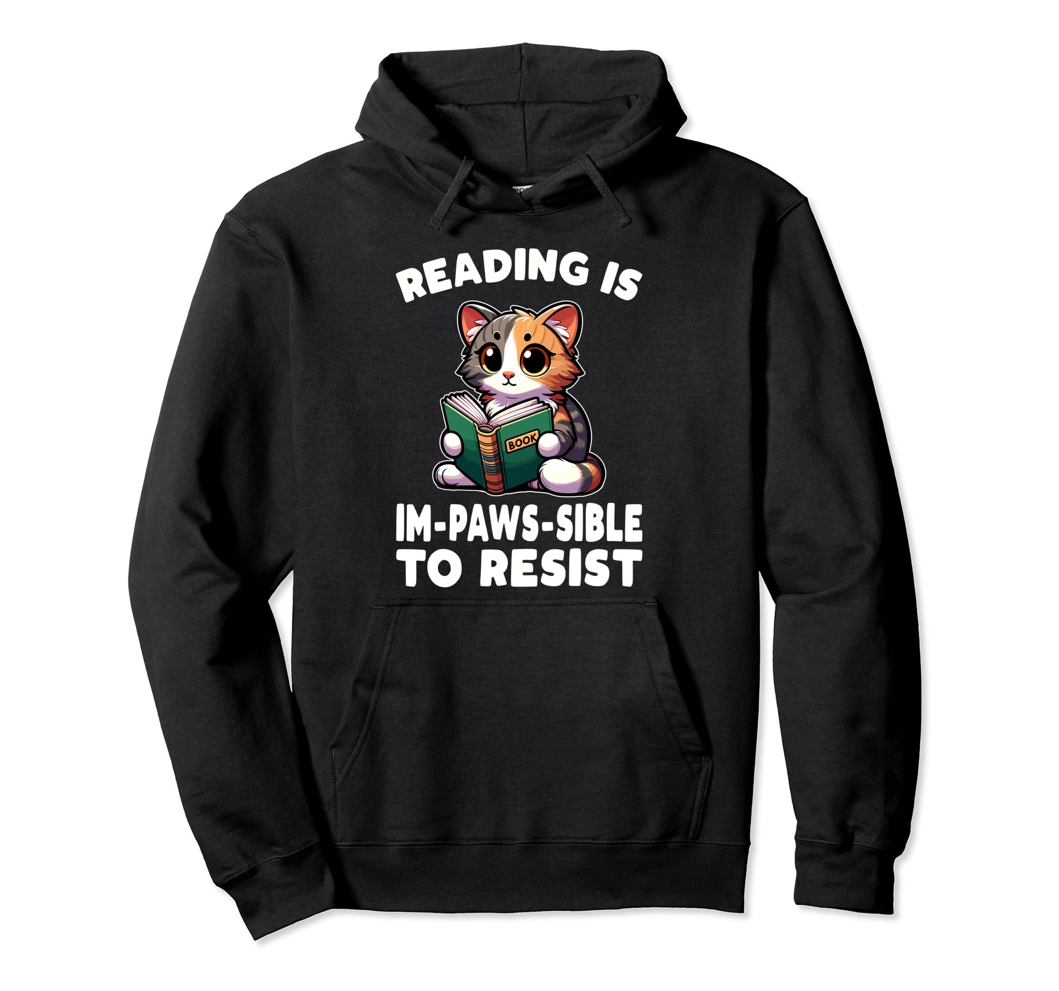 Reading Book Cat Library Reading Hoodie - Casual Everyday Wear Men Women - T-Shirt, Sweatshirt, Hoodie