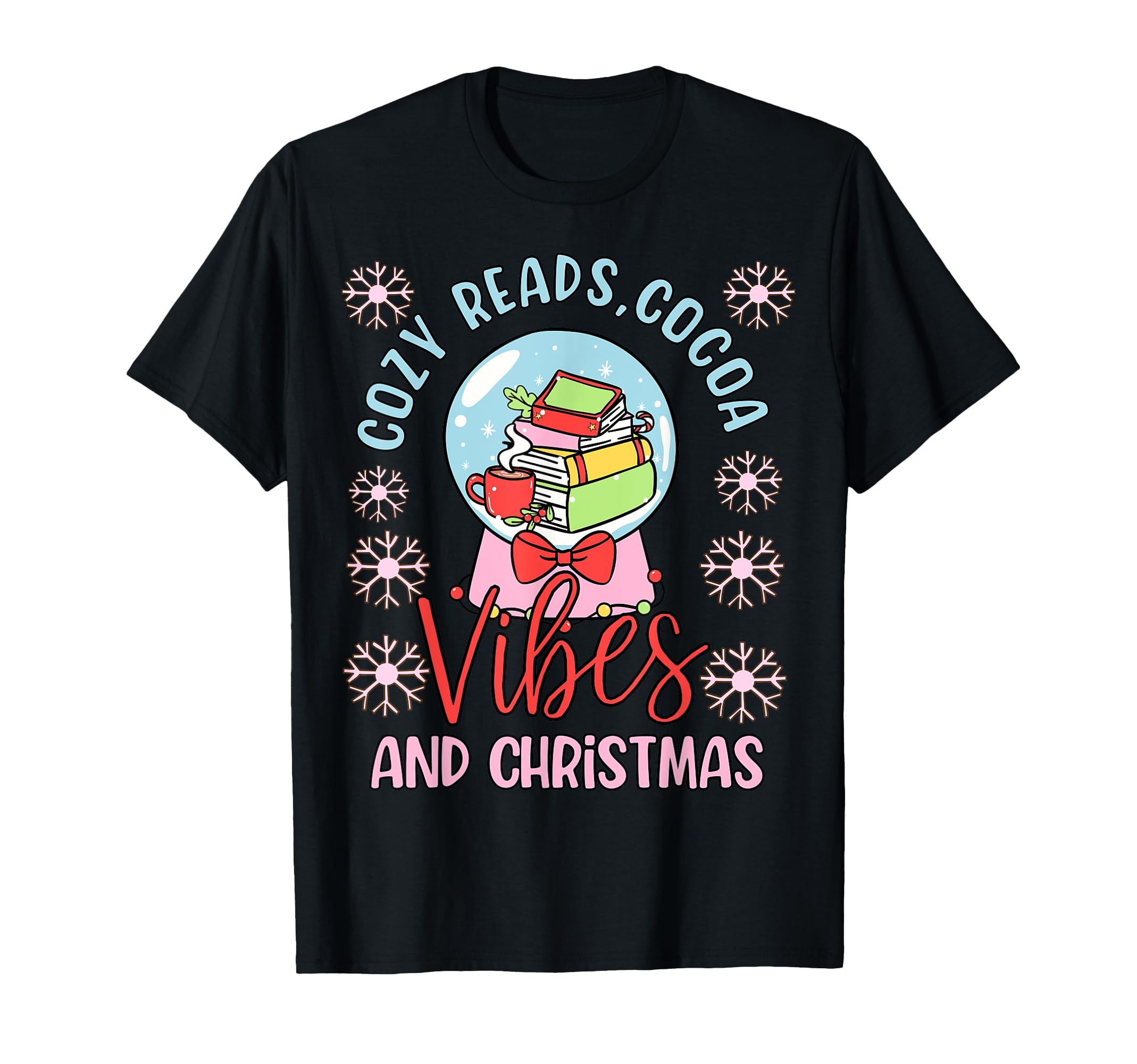 Cozy Vibes Snow Globe And Books T-Shirt - Custom Art Print for Adults - T-Shirt, Sweatshirt, Hoodie