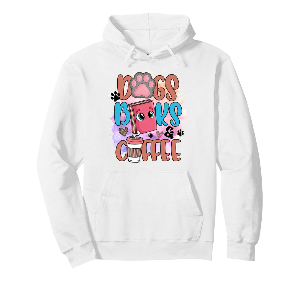 Dogs Books Coffee Reading Book Club Dog Hoodie - Trendy Graphic for Adults - T-Shirt, Sweatshirt, Hoodie