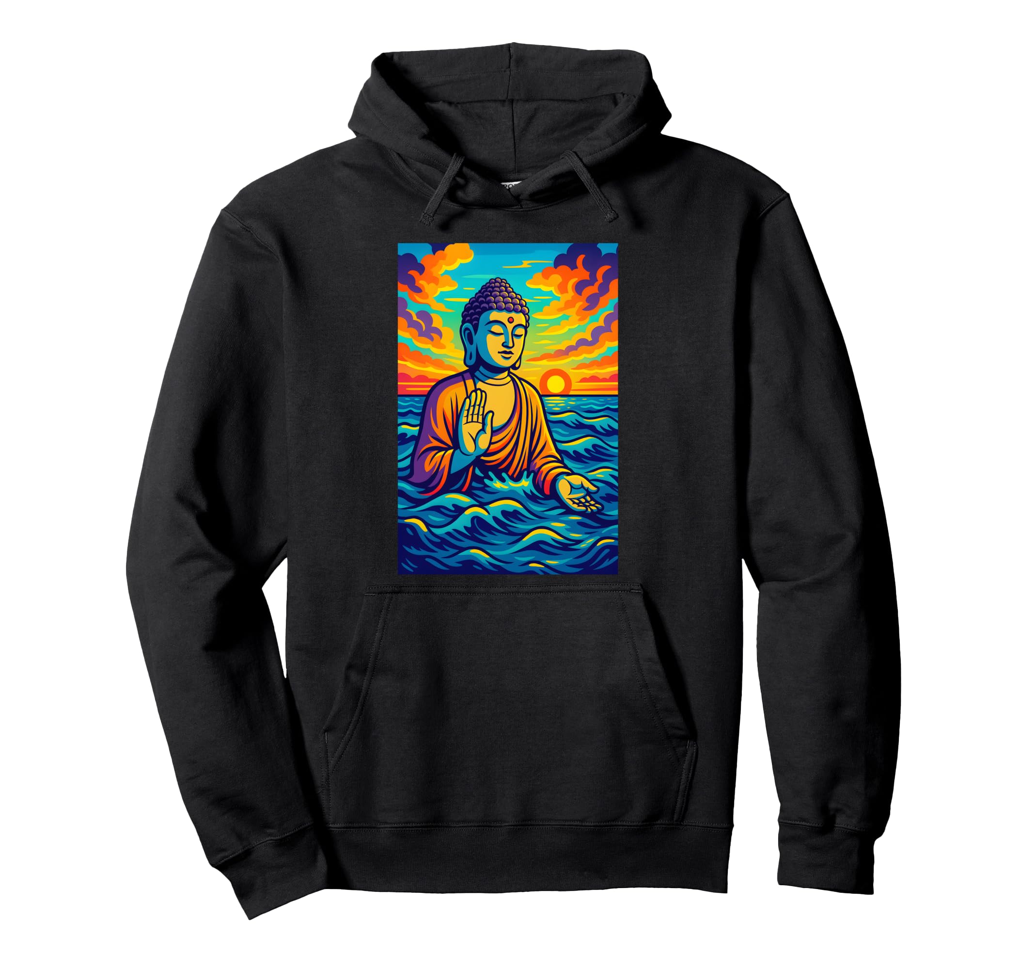Buddha Sunset Art Spiritual Ocean Hoodie - Casual Everyday Wear for Adults - T-Shirt, Sweatshirt, Hoodie