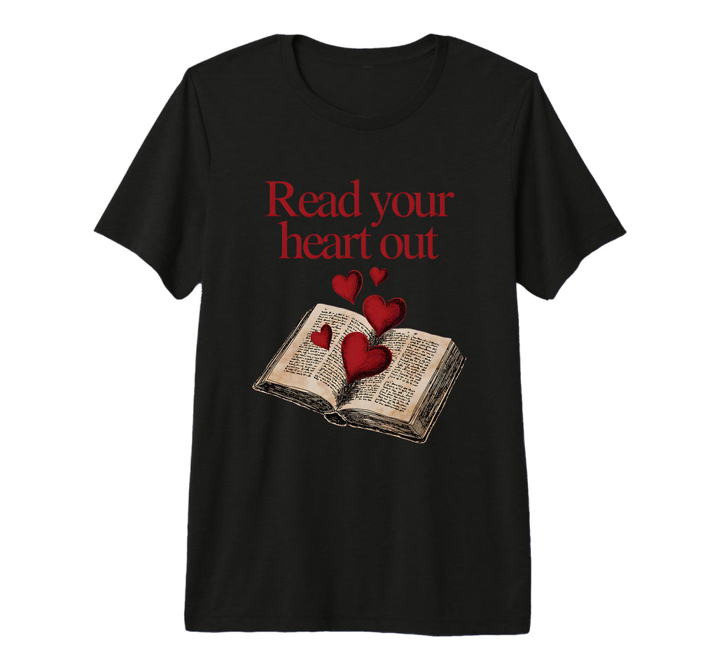 Read Your Heart Out Book Hearts T-Shirt - Minimalist Print for Adults - T-Shirt, Sweatshirt, Hoodie
