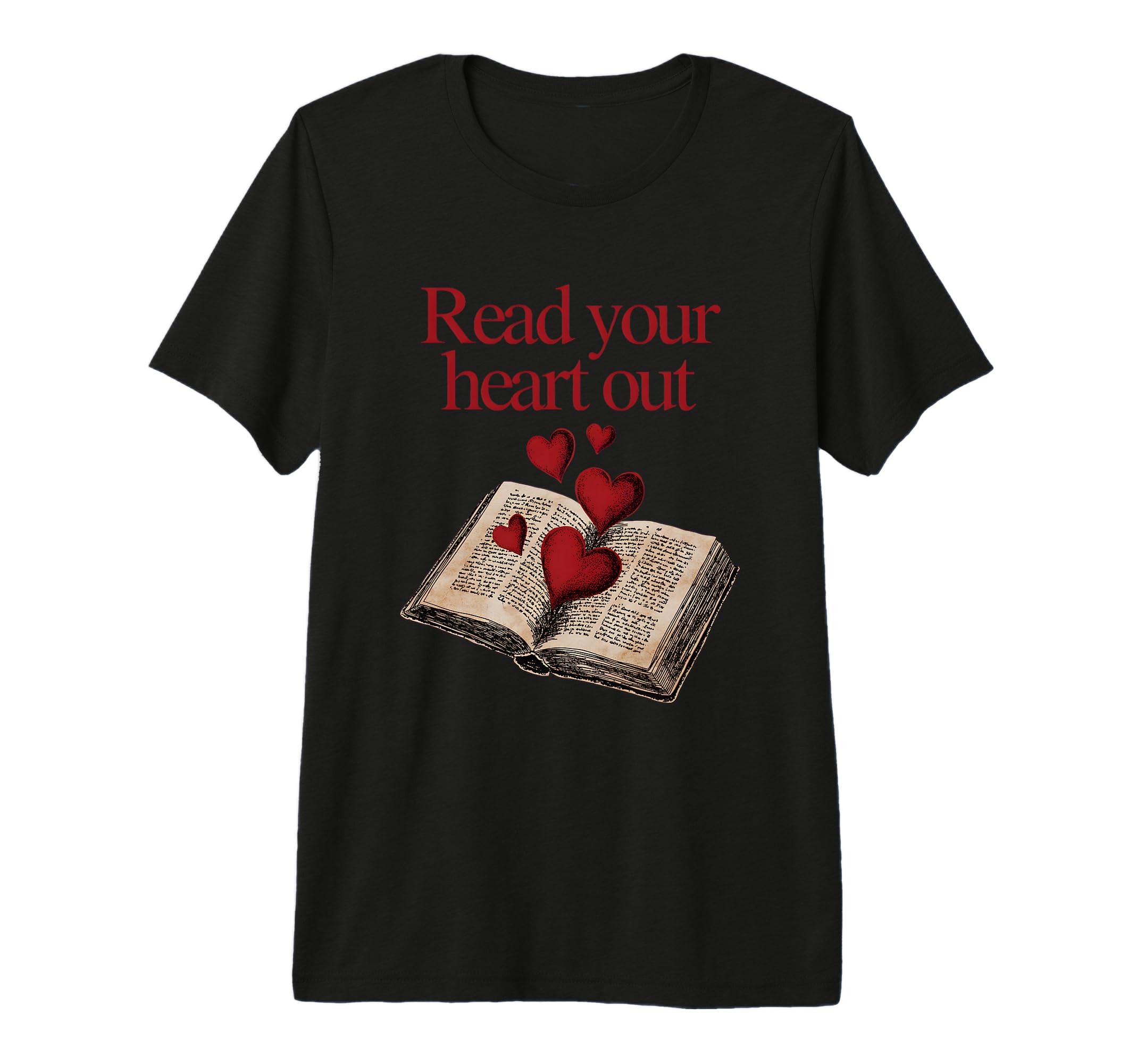 Read Your Heart Out Book Hearts T-Shirt - Minimalist Print for Adults - T-Shirt, Sweatshirt, Hoodie
