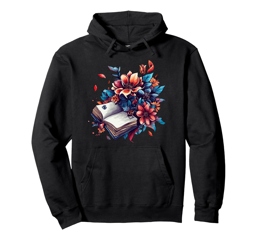Open Book Blooming Flowers Literary Bouquet Hoodie - Trendy Graphic Unisex - T-Shirt, Sweatshirt, Hoodie