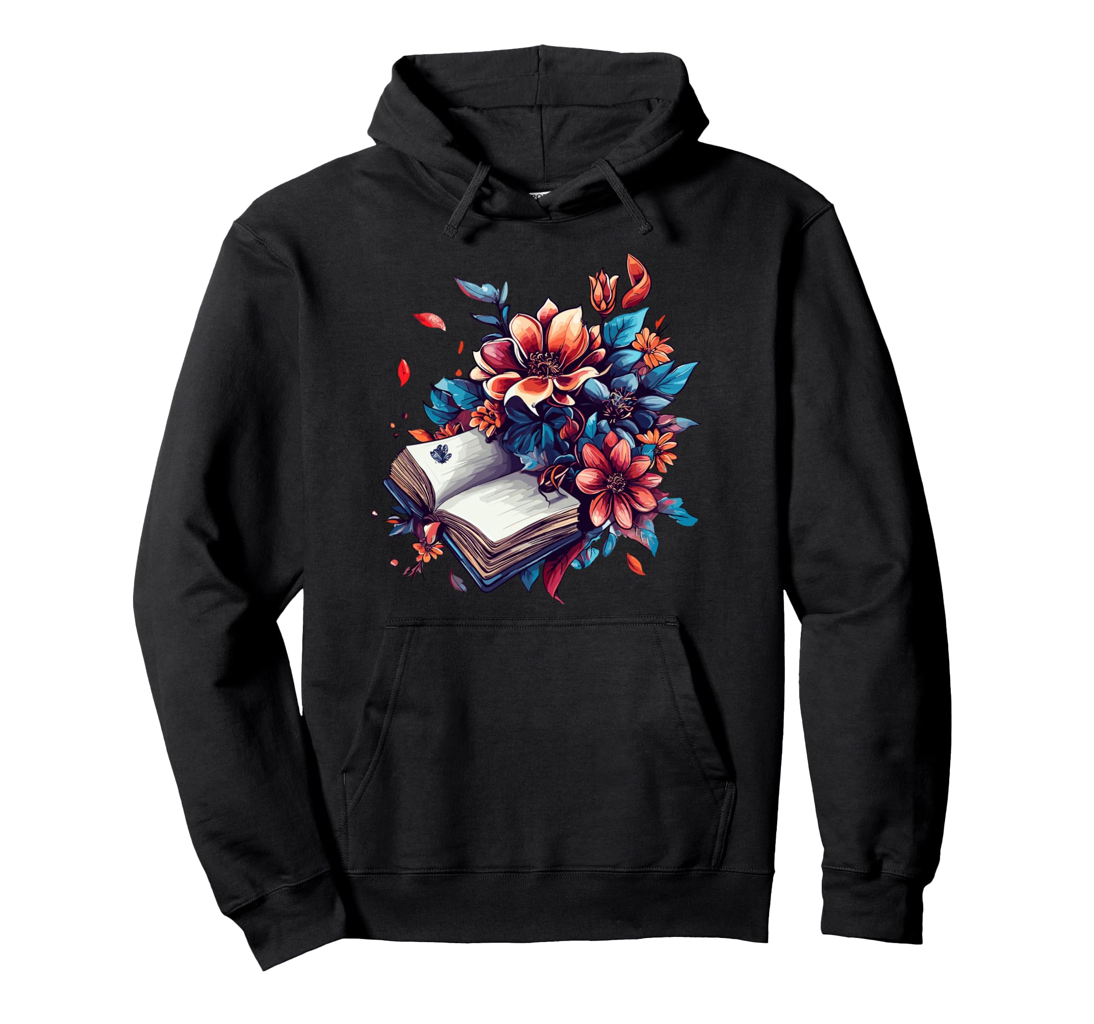 Open Book Blooming Flowers Literary Bouquet Hoodie - Trendy Graphic Unisex - T-Shirt, Sweatshirt, Hoodie