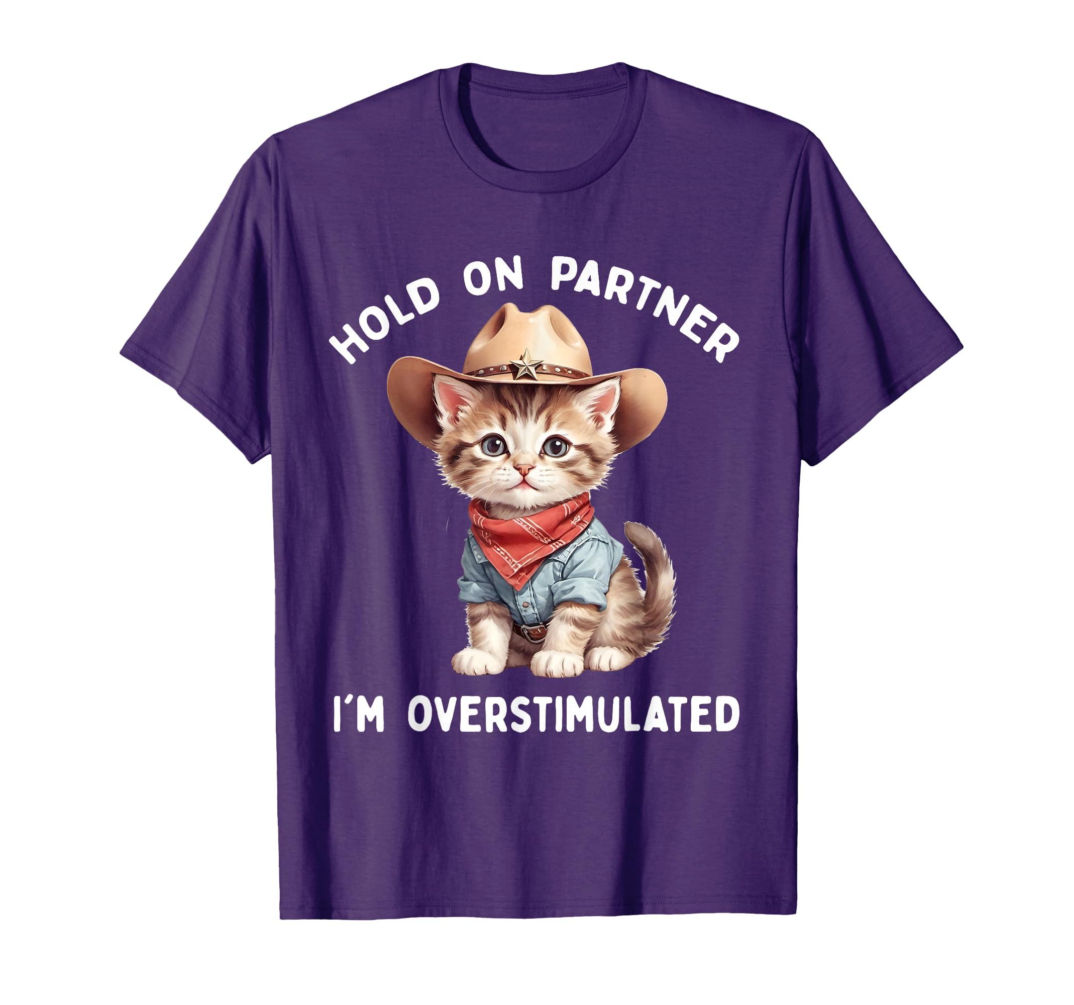 Hold Partner Im Overstimulated Cat T-Shirt - Fun Novelty Design for Adults - T-Shirt, Sweatshirt, Hoodie
