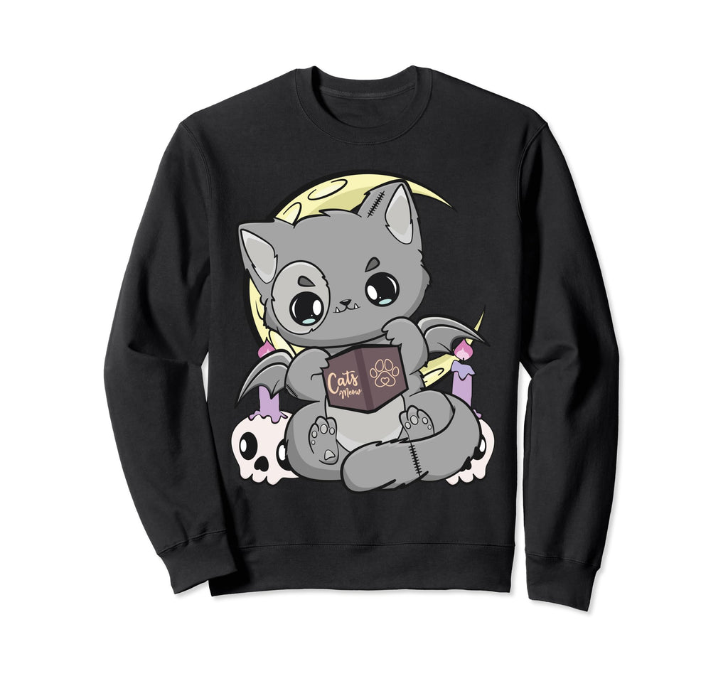 Pastel Goth Book Lover Cat Yami Sweatshirt - Novelty Apparel Men Women - T-Shirt, Sweatshirt, Hoodie