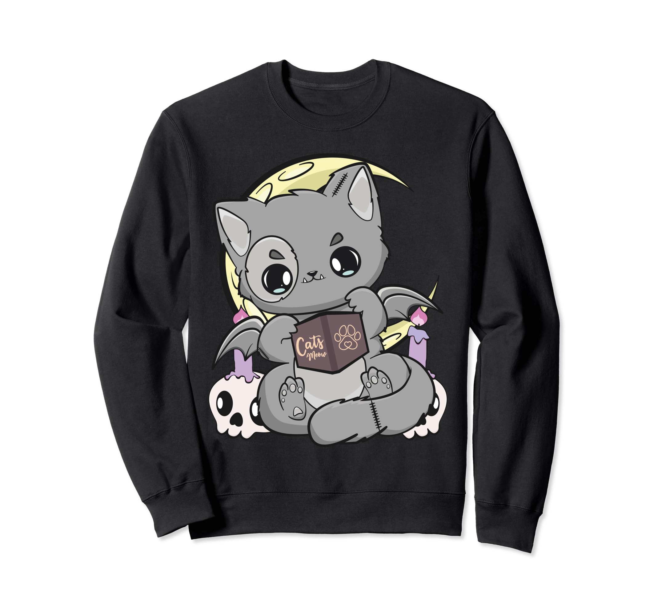 Pastel Goth Book Lover Cat Yami Sweatshirt - Novelty Apparel Men Women - T-Shirt, Sweatshirt, Hoodie