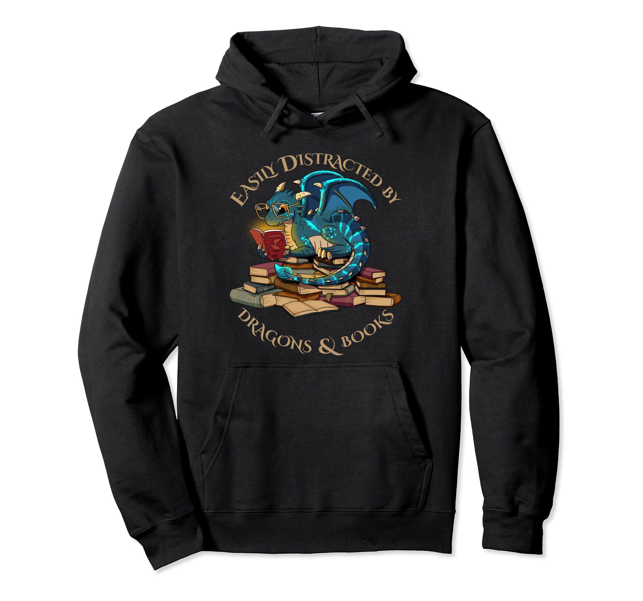Easily Distracted Dragons And Books Gift Hoodie - Unique Graphic Men Women - T-Shirt, Sweatshirt, Hoodie