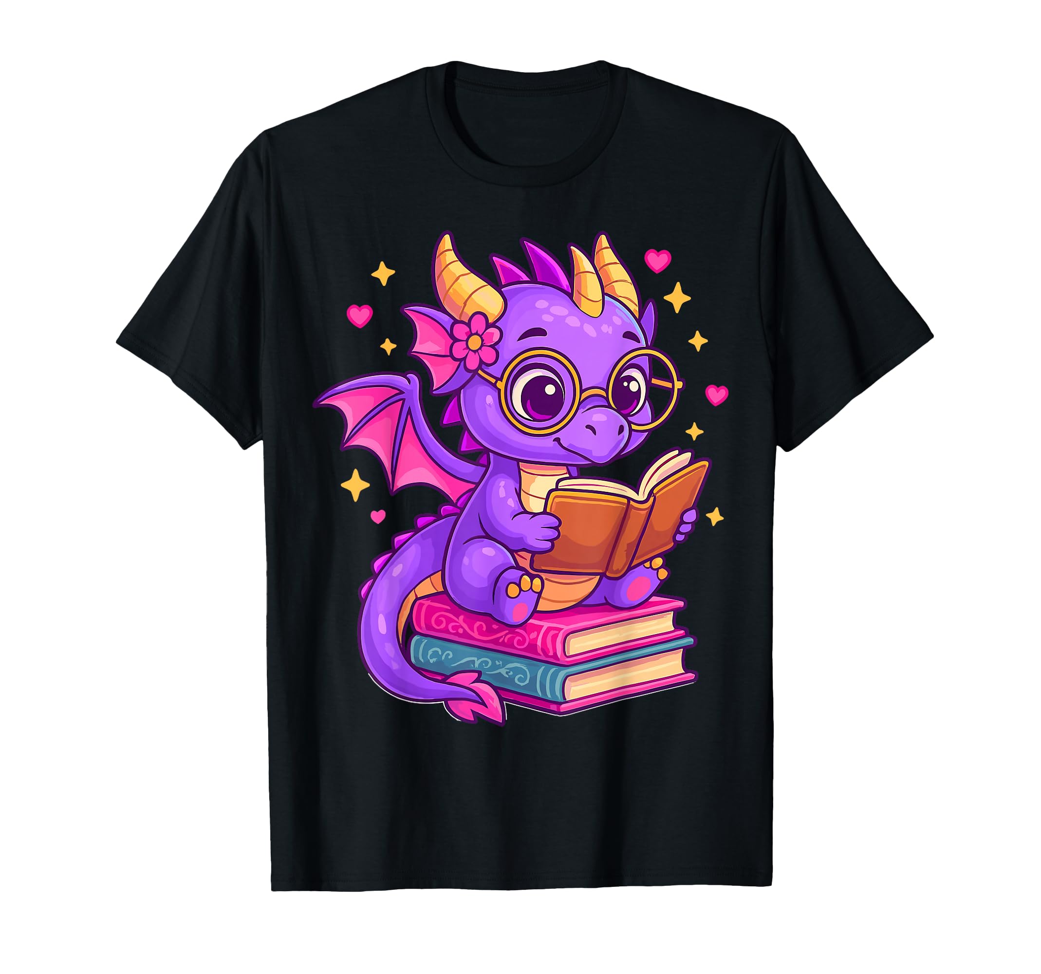 Dragon Reading Books Bookworm T-Shirt - Fun Novelty Design Unisex - T-Shirt, Sweatshirt, Hoodie