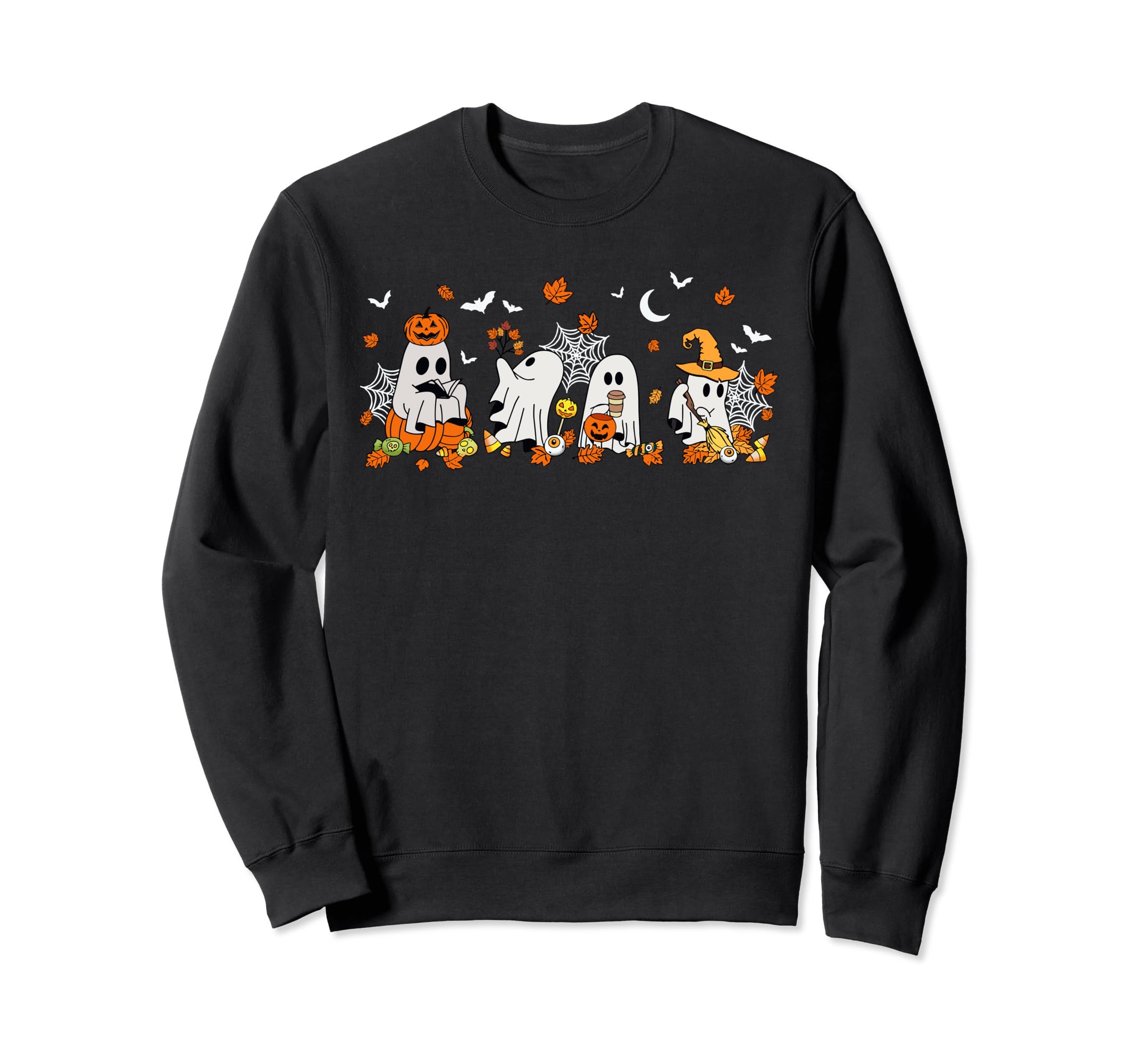 Ghost Drinking Coffee Halloween Sweatshirt - Custom Art Print for Adults - T-Shirt, Sweatshirt, Hoodie