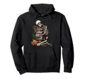 Skeleton Reading Book Halloween Bookworm Hoodie - Custom Art Print Unisex - T-Shirt, Sweatshirt, Hoodie