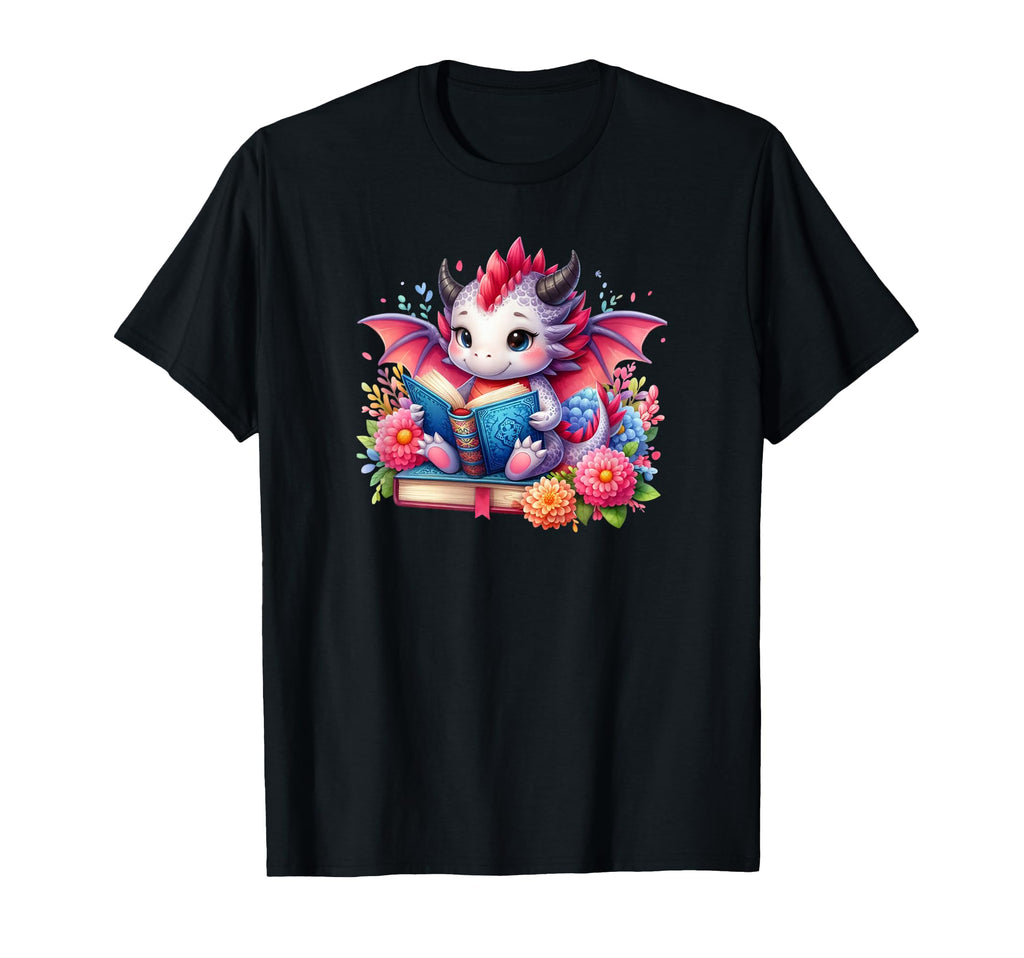 Reading Dragon Cozy Fantasy T-Shirt - Minimalist Print for Adults - T-Shirt, Sweatshirt, Hoodie