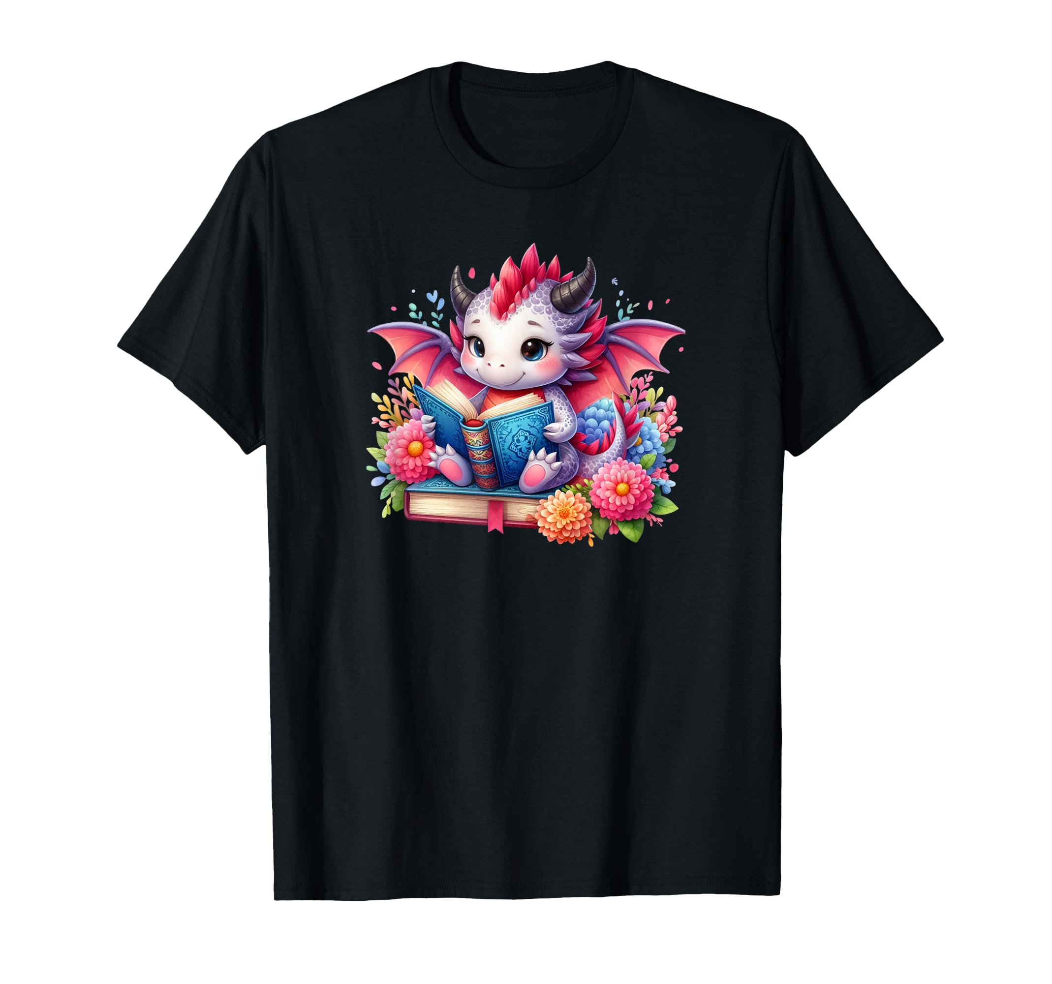 Reading Dragon Cozy Fantasy T-Shirt - Minimalist Print for Adults - T-Shirt, Sweatshirt, Hoodie