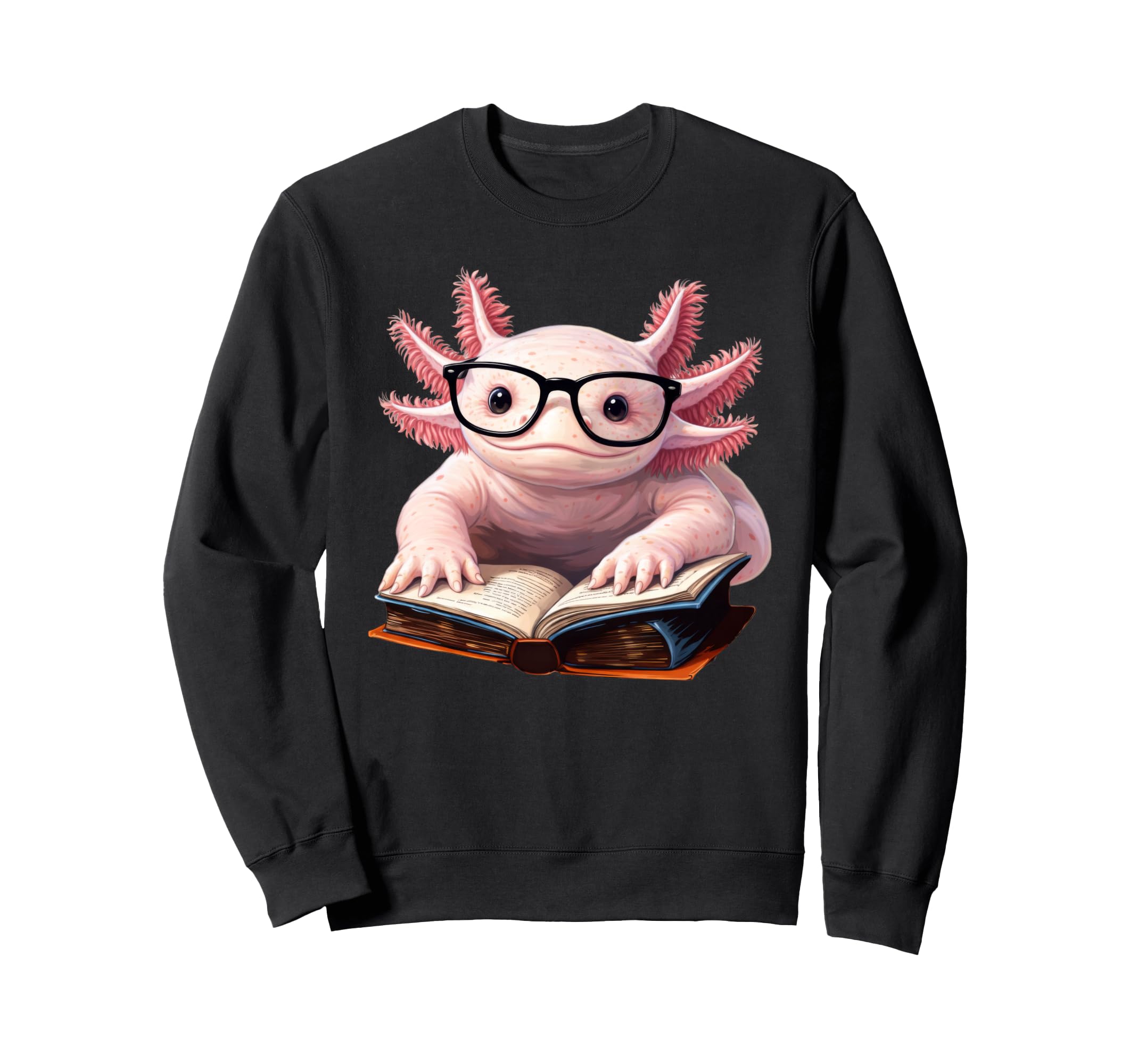 Axolotl Reading Book Sweatshirt - Fun Novelty Design Unisex - T-Shirt, Sweatshirt, Hoodie