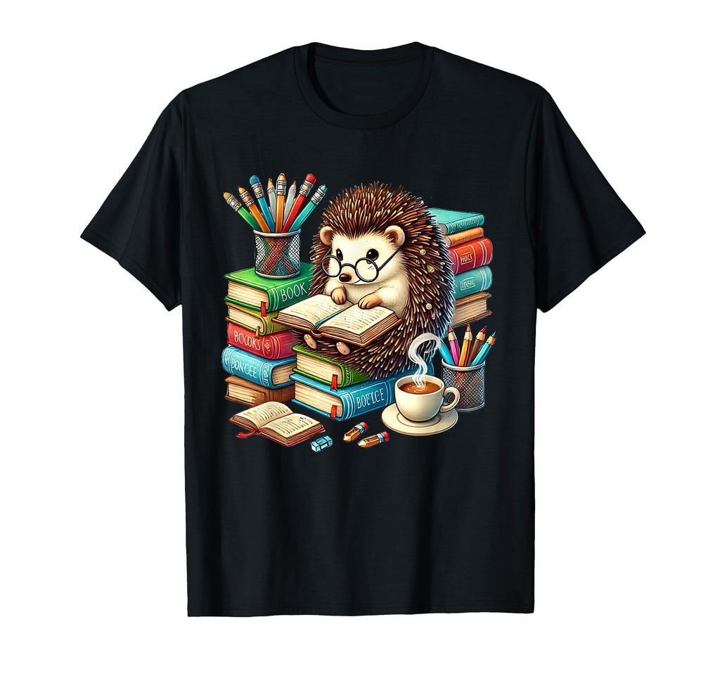 Bookworm Hedgehog Reading Book Lover T-Shirt - Streetwear Style for Adults - T-Shirt, Sweatshirt, Hoodie