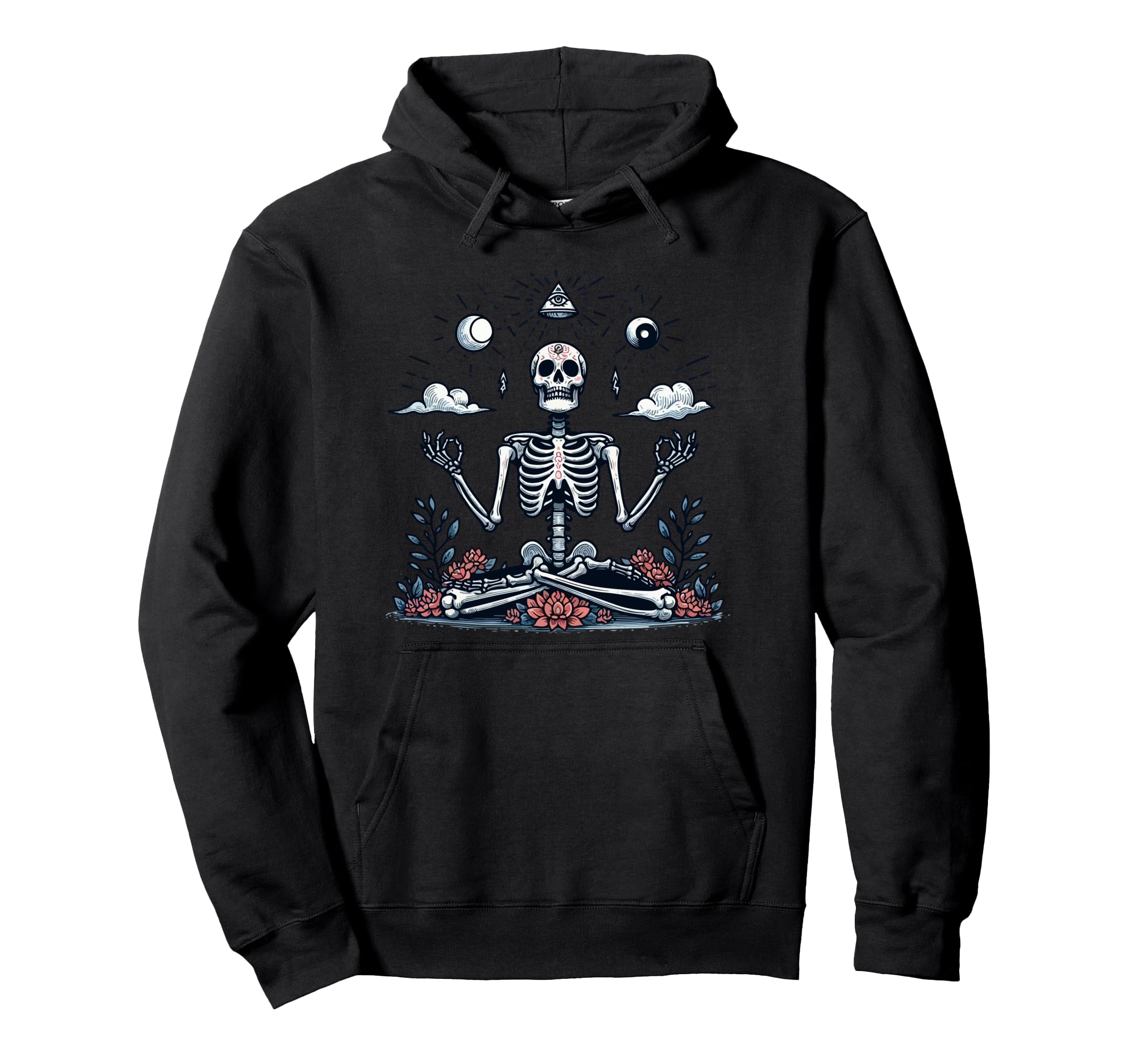 Meditation Skeleton Yoga Pose Relaxing Hoodie - Aesthetic Graphic Unisex - T-Shirt, Sweatshirt, Hoodie