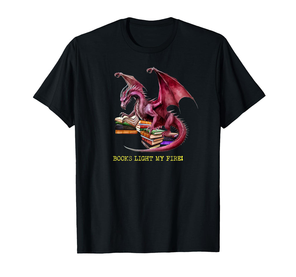 Dragon Books Light Fire Reading Teacher T-Shirt - Trendy Graphic Unisex - T-Shirt, Sweatshirt, Hoodie