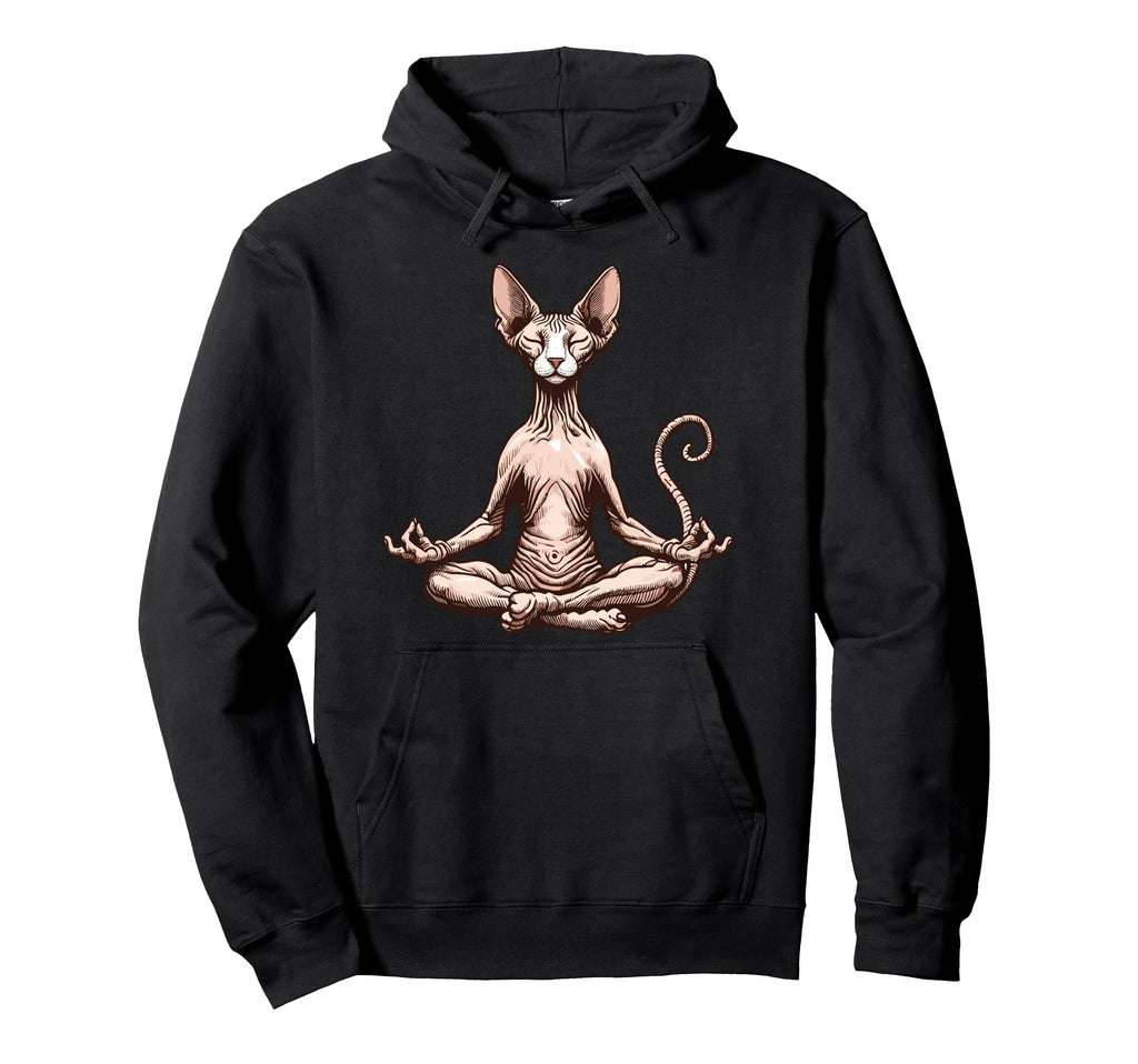 Meditation Sphynx Hairless Cat Yoga Hoodie - Aesthetic Graphic for Adults - T-Shirt, Sweatshirt, Hoodie