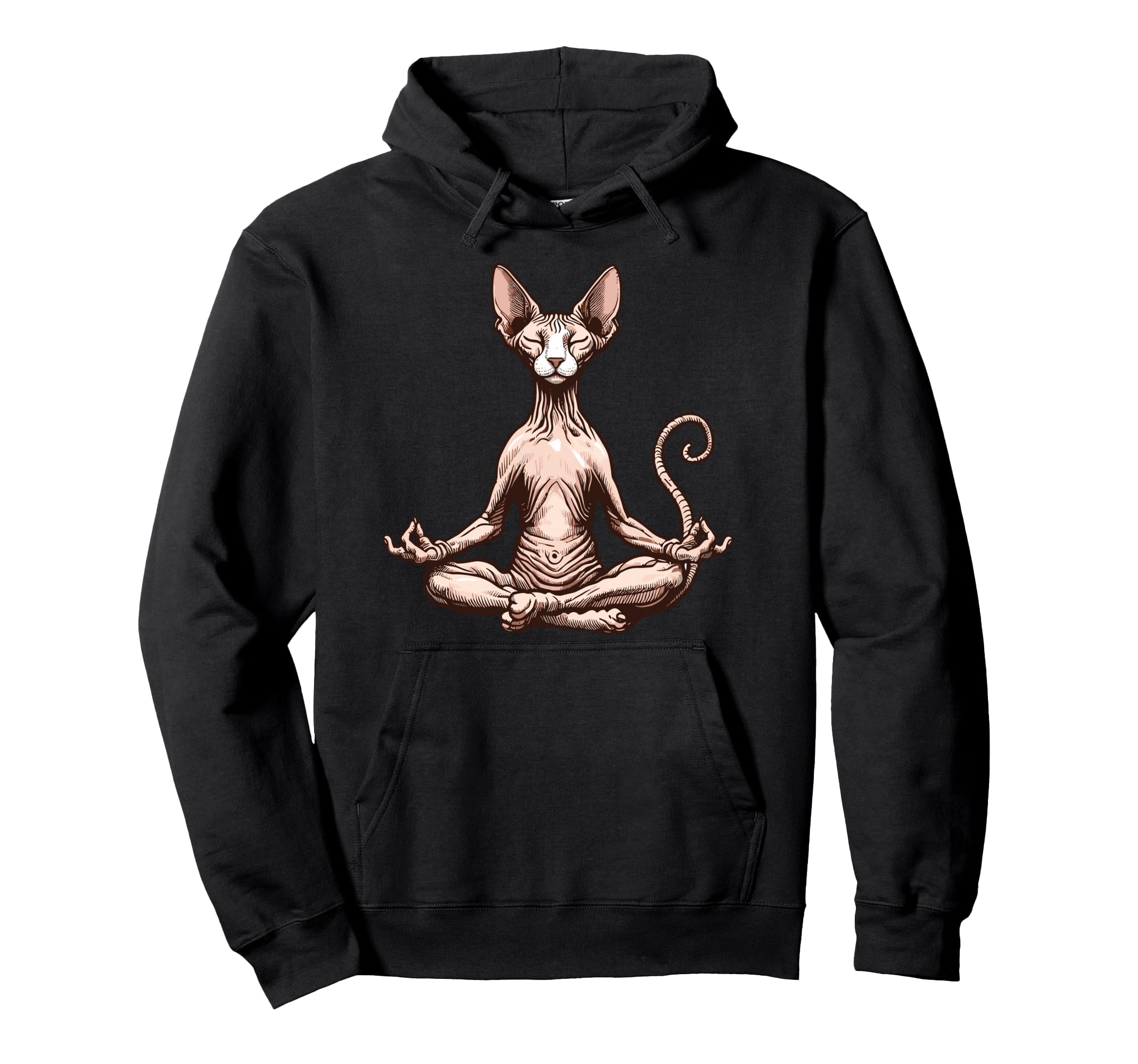 Meditation Sphynx Hairless Cat Yoga Hoodie - Aesthetic Graphic for Adults - T-Shirt, Sweatshirt, Hoodie