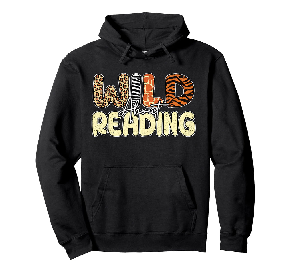 Wild About Reading Books Zoo Animals Hoodie - Unique Graphic for Adults - T-Shirt, Sweatshirt, Hoodie
