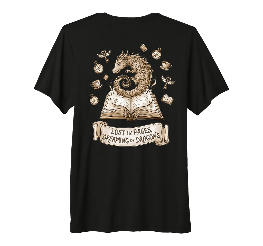 Dragon Fantasy Book Lovers Adorable T-Shirt - Custom Art Print Men Women - T-Shirt, Sweatshirt, Hoodie