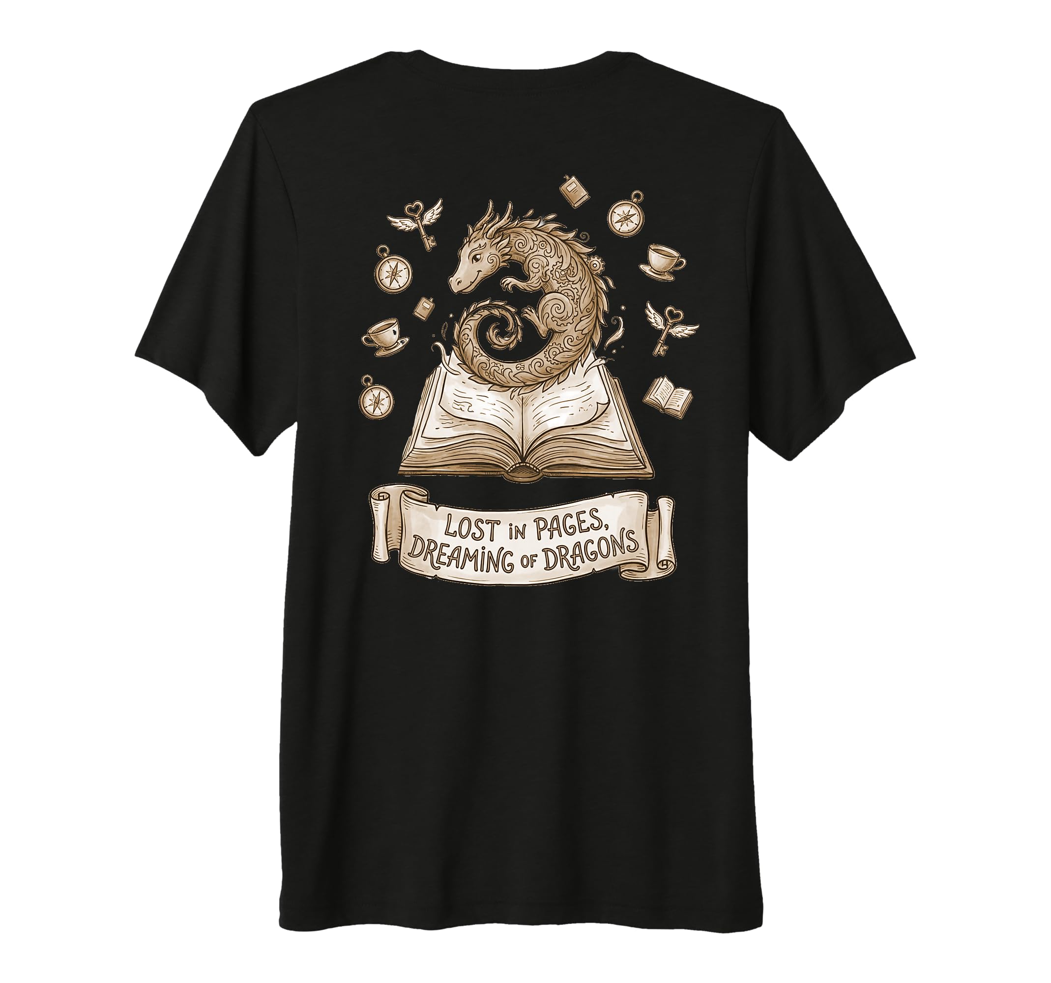 Dragon Fantasy Book Lovers Adorable T-Shirt - Custom Art Print Men Women - T-Shirt, Sweatshirt, Hoodie